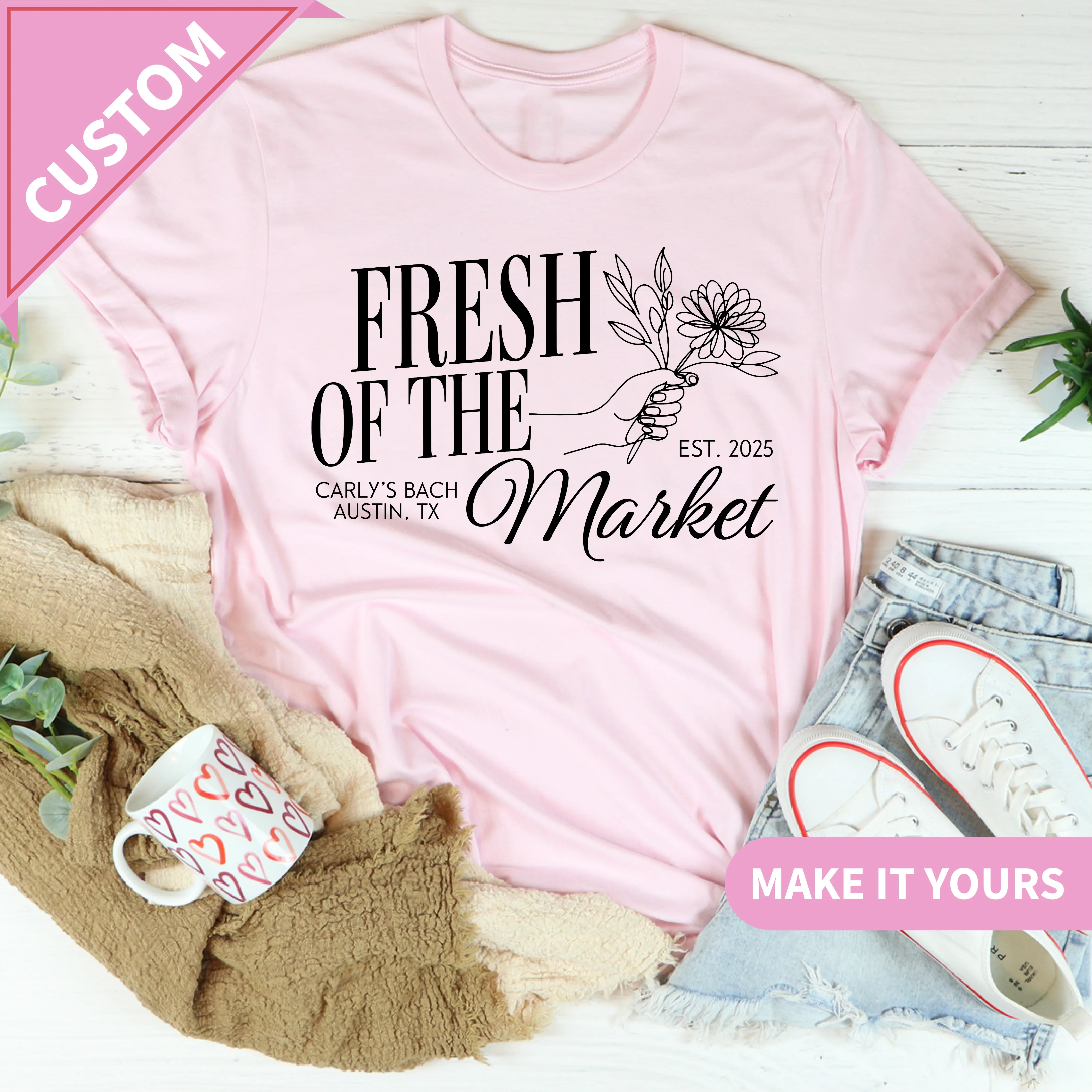 Custom Bachelorette Party Bridal Celebration Tee Pink / S Printify T-Shirt T-Shirt