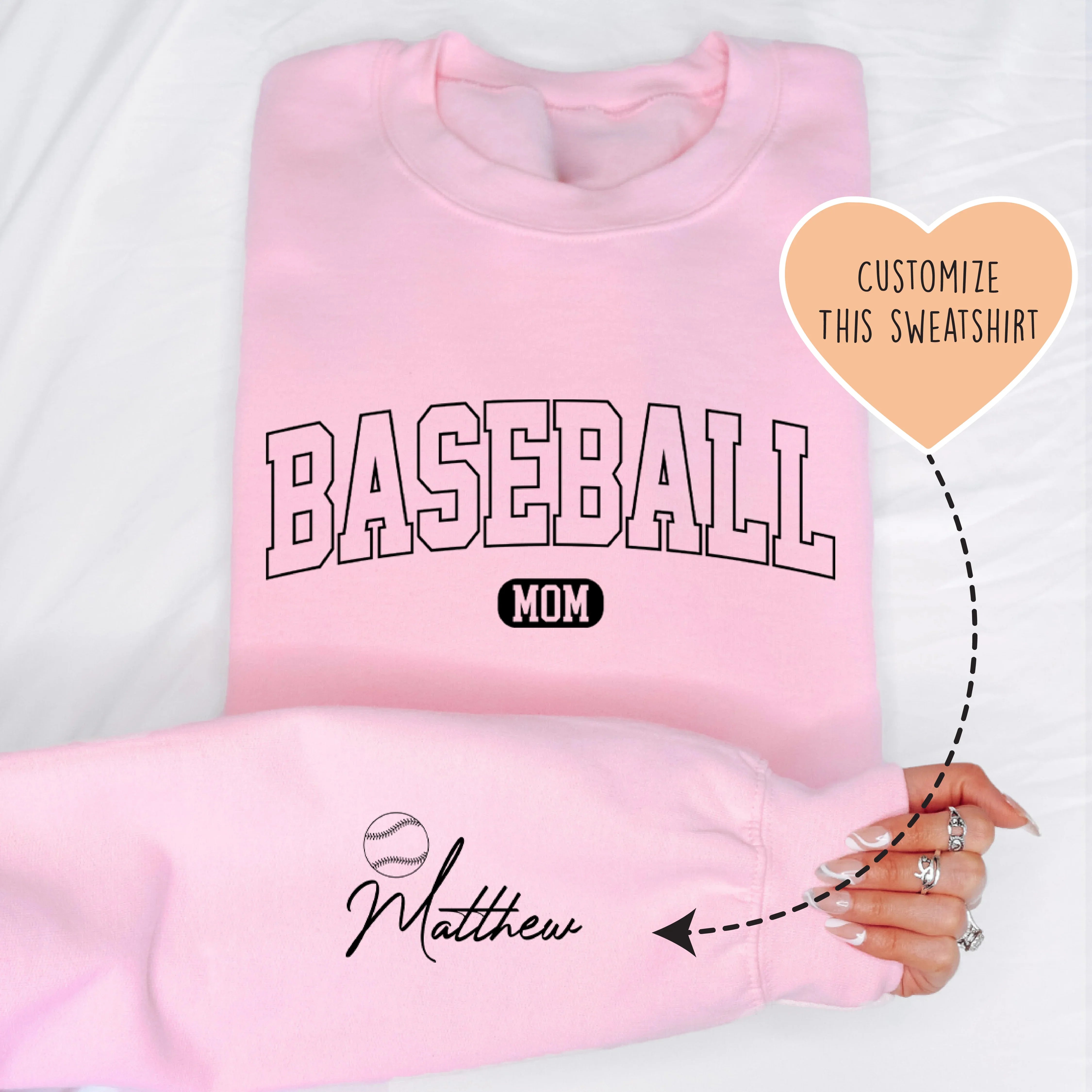 Custom Baseball Mom Sweatshirt Light Pink / S printful T-Shirt