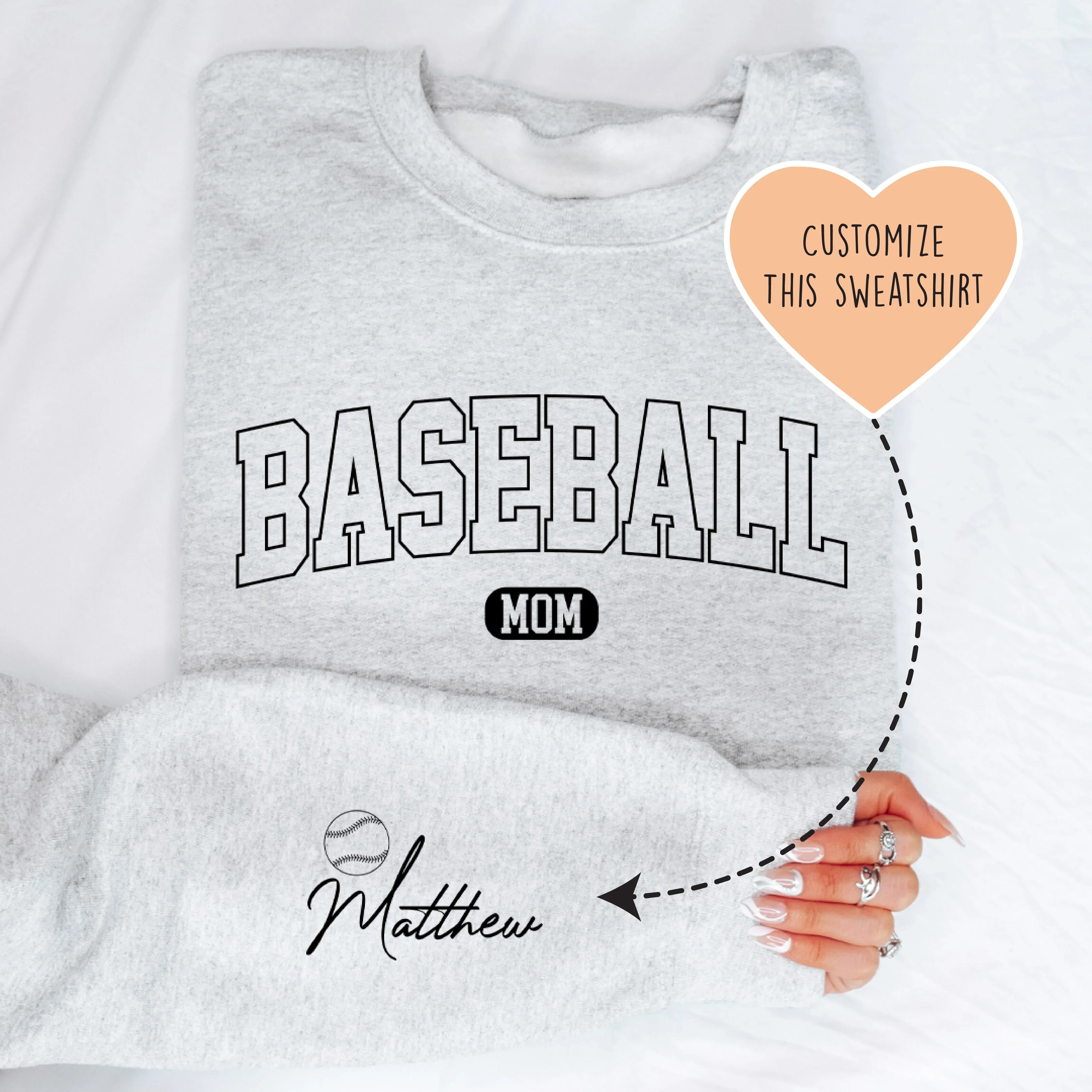 Custom Baseball Mom Sweatshirt Sport Grey / S printful T-Shirt