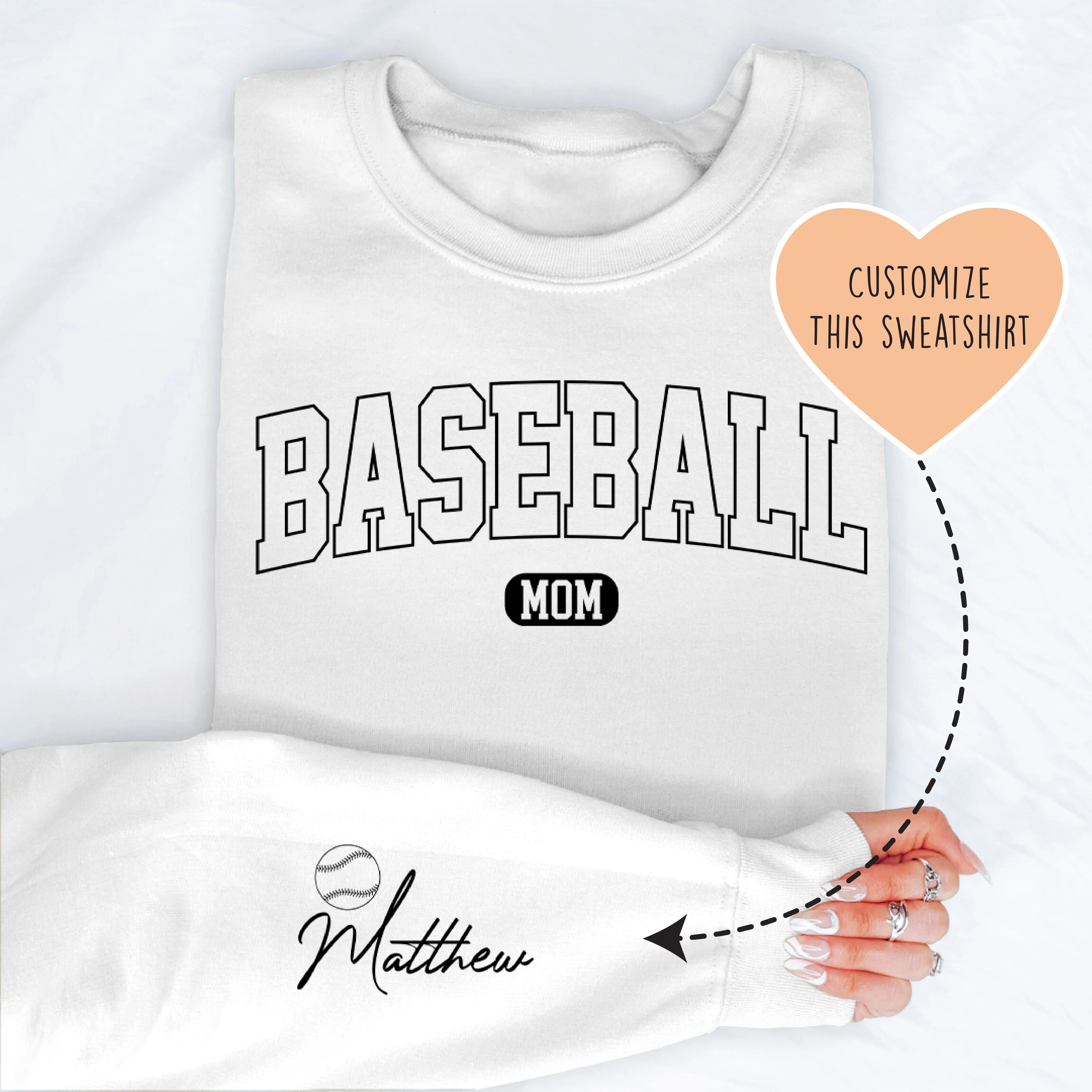 Custom Baseball Mom Sweatshirt White / S printful T-Shirt