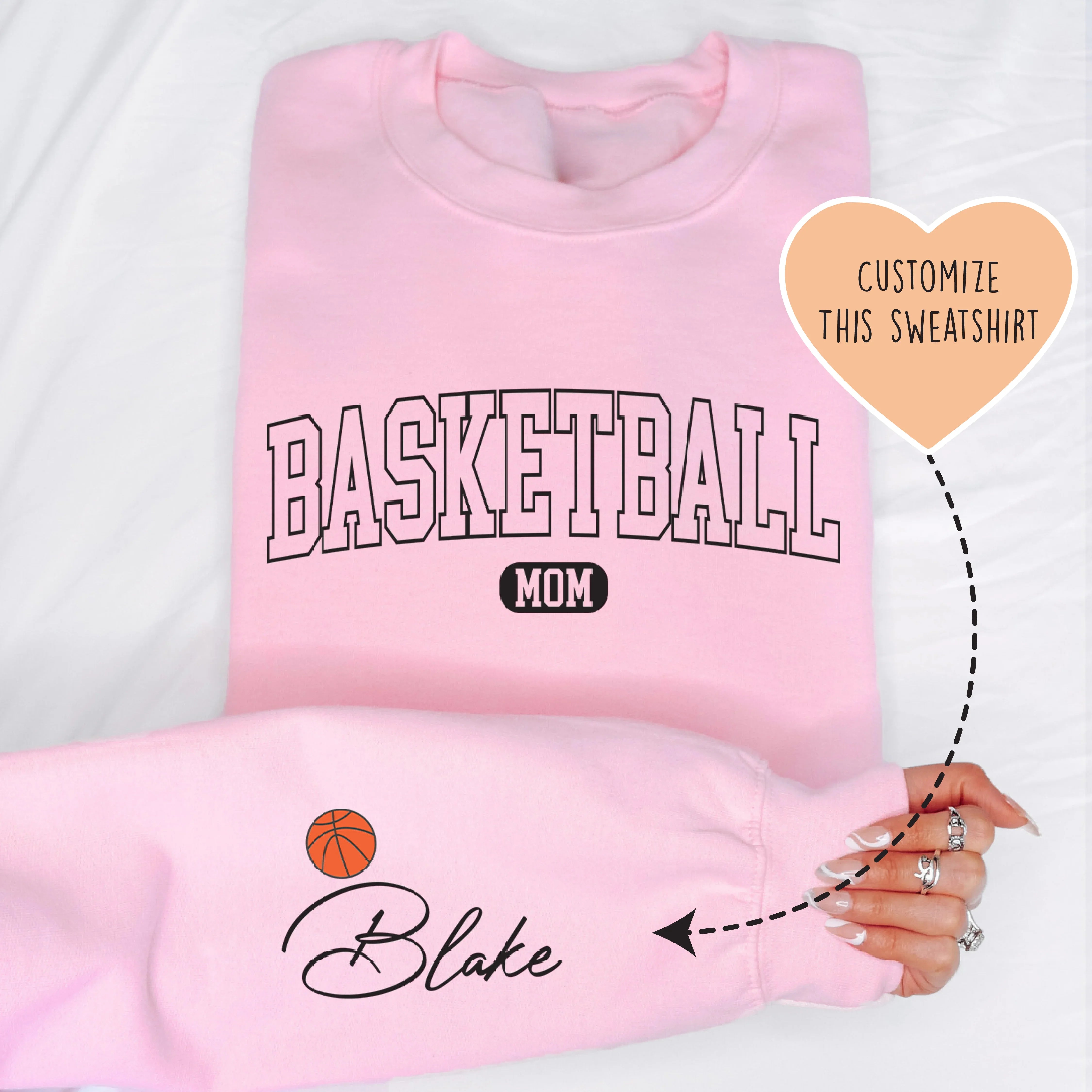 Custom Basketball Mom Sweatshirt Light Pink / S printful T-Shirt