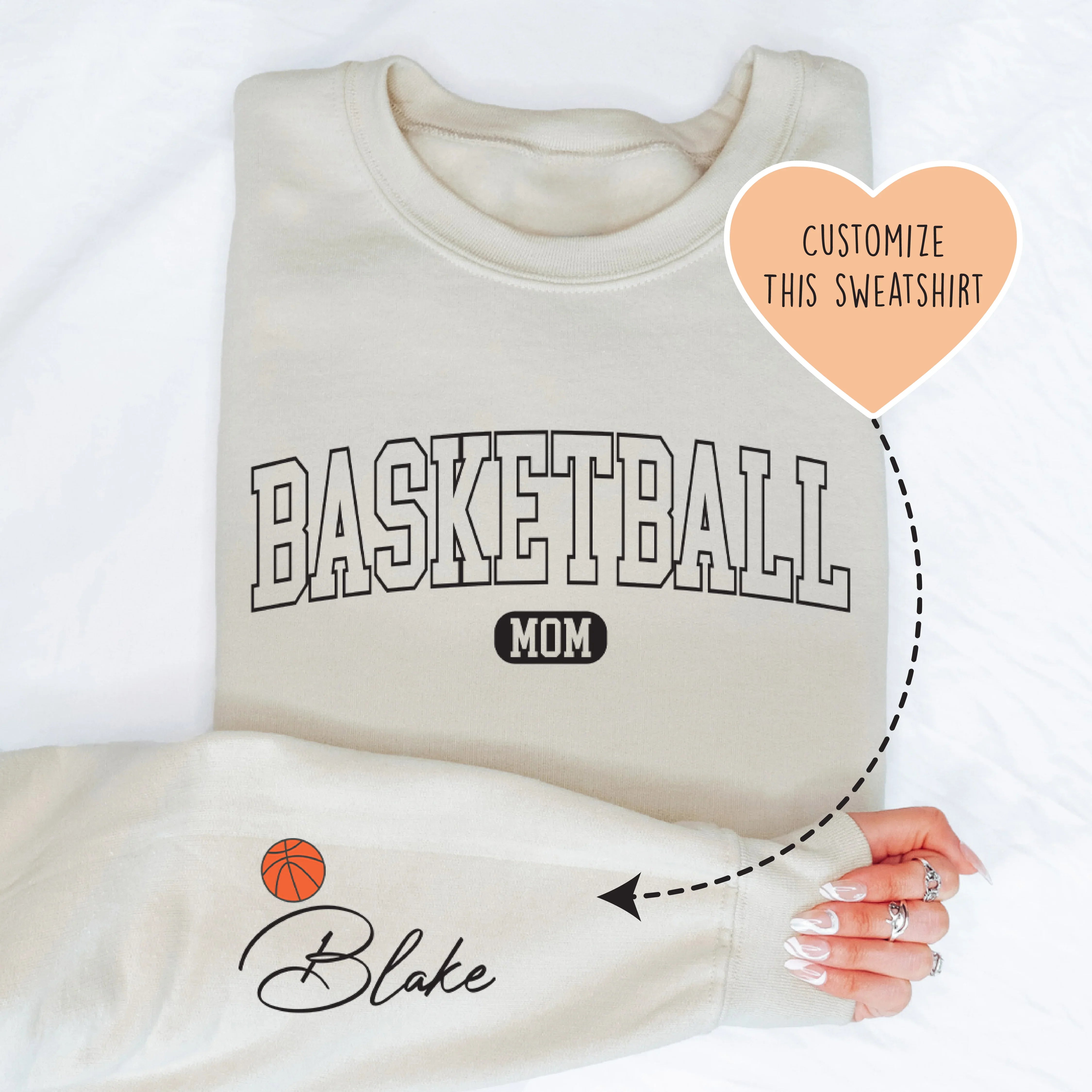 Custom Basketball Mom Sweatshirt Sand / S printful T-Shirt