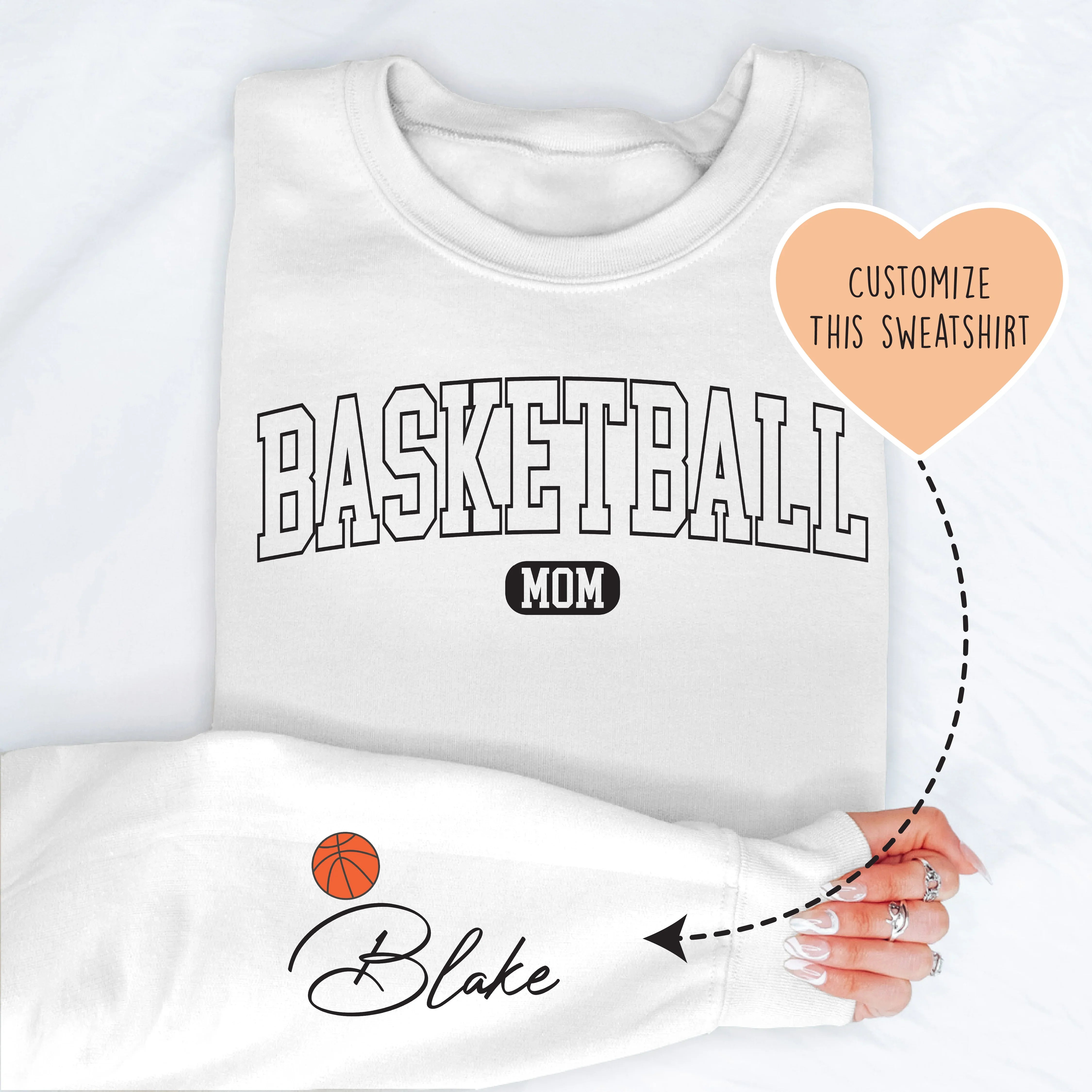 Custom Basketball Mom Sweatshirt White / S printful T-Shirt