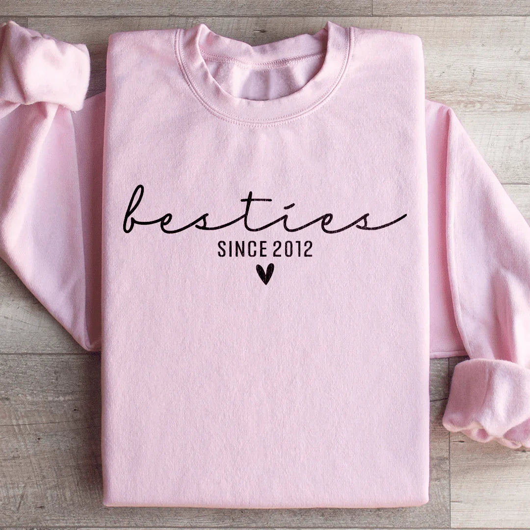 Custom Besties Crewneck Cute Gift For Friends Sweatshirt Light Pink / S Printify Sweatshirt T-Shirt