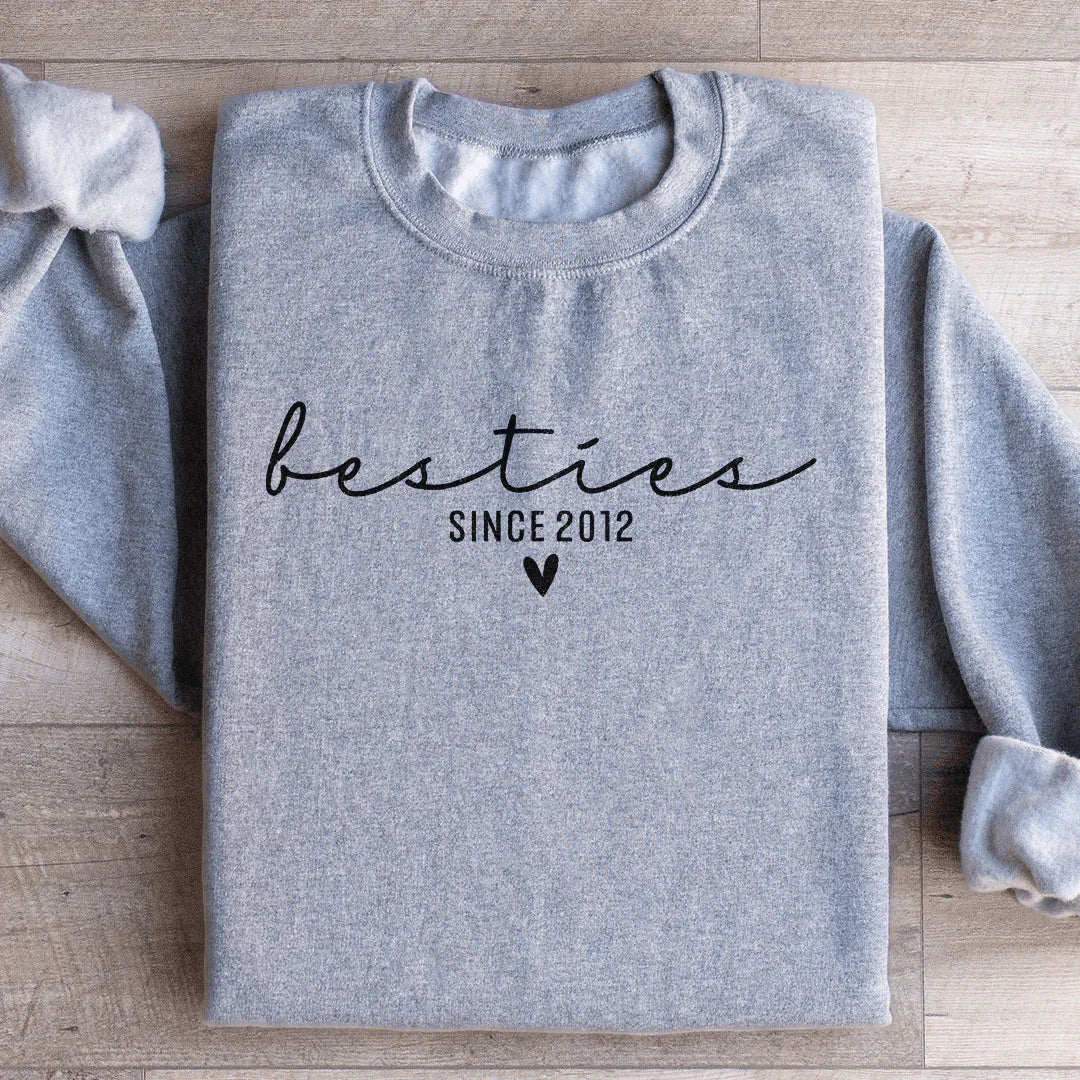 Custom Besties Crewneck Cute Gift For Friends Sweatshirt Sport Grey / S Printify Sweatshirt T-Shirt