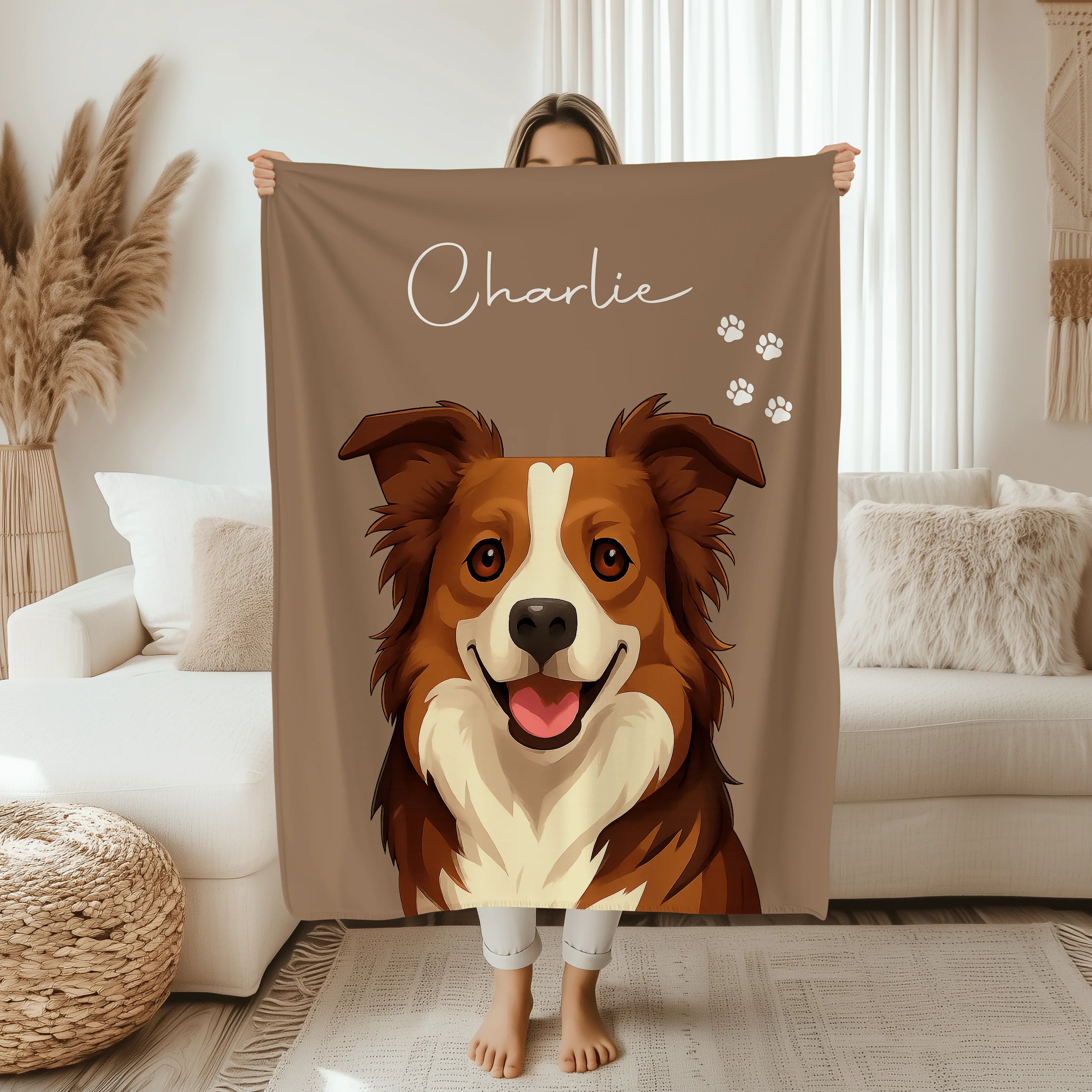Custom Dog Blanket Using Pet Photo and Name 50" × 60" Printify All Over Prints T-Shirt