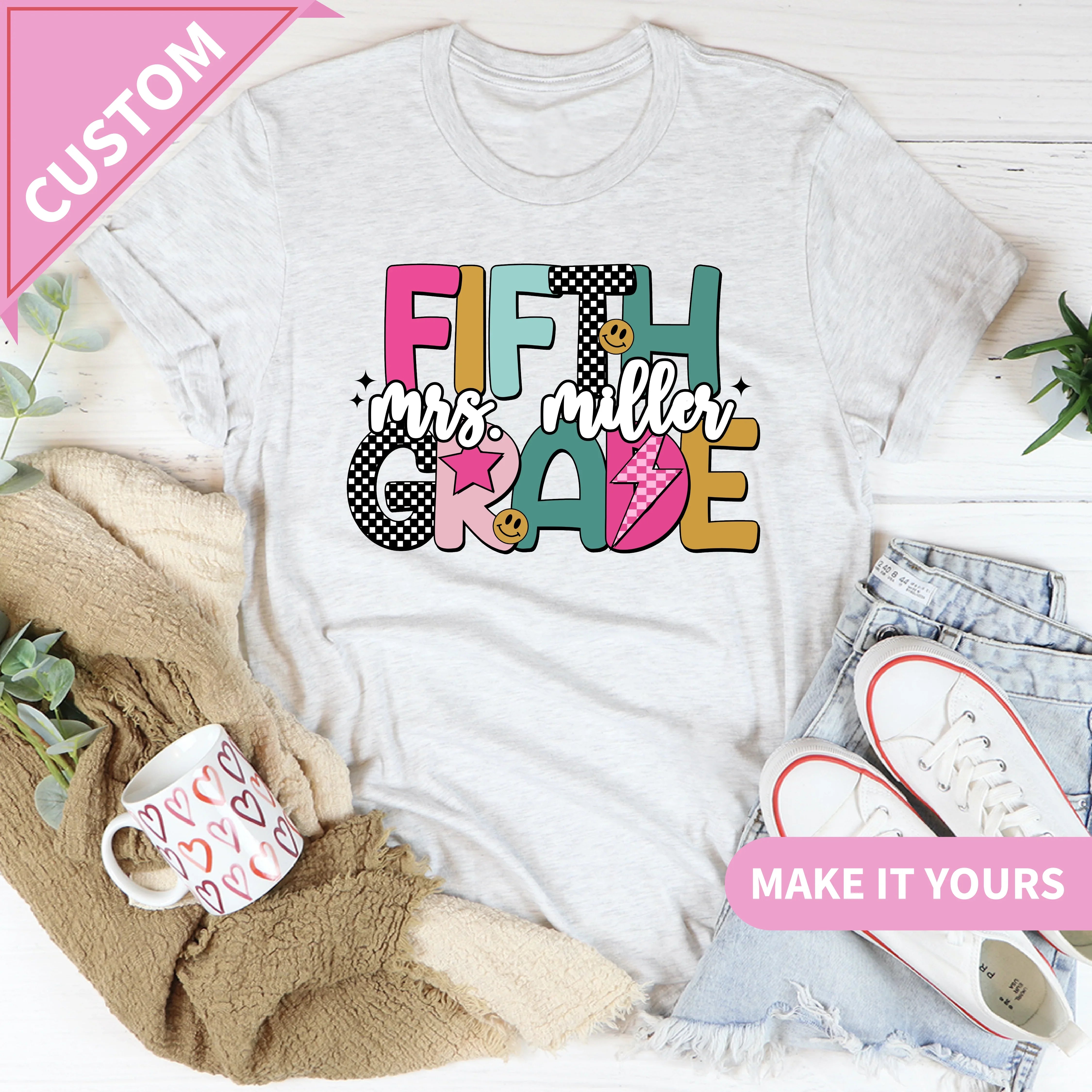 Custom Fifth Grade Teacher Back To School Tee Printify T-Shirt T-Shirt