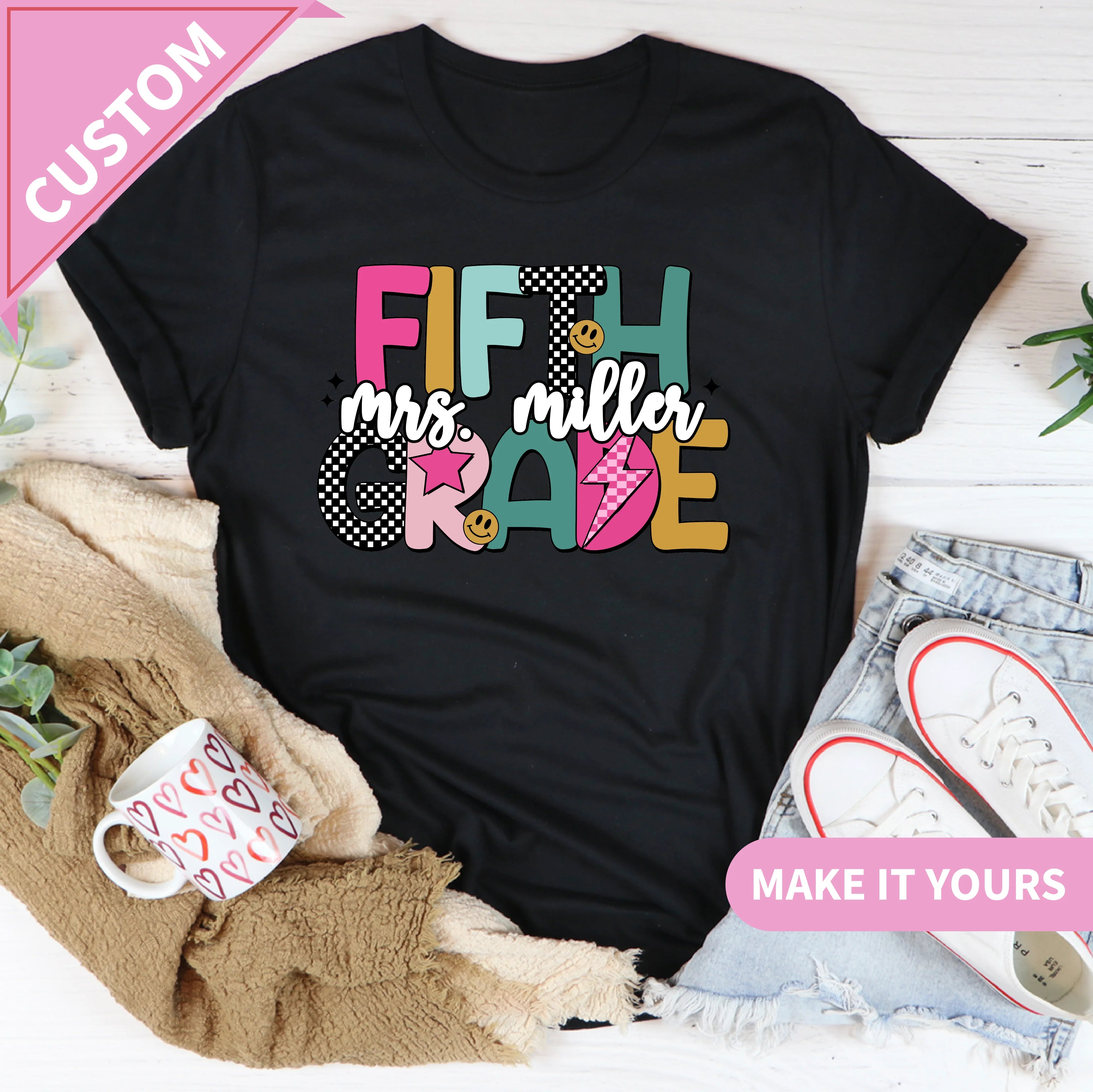 Custom Fifth Grade Teacher Back To School Tee Printify T-Shirt T-Shirt