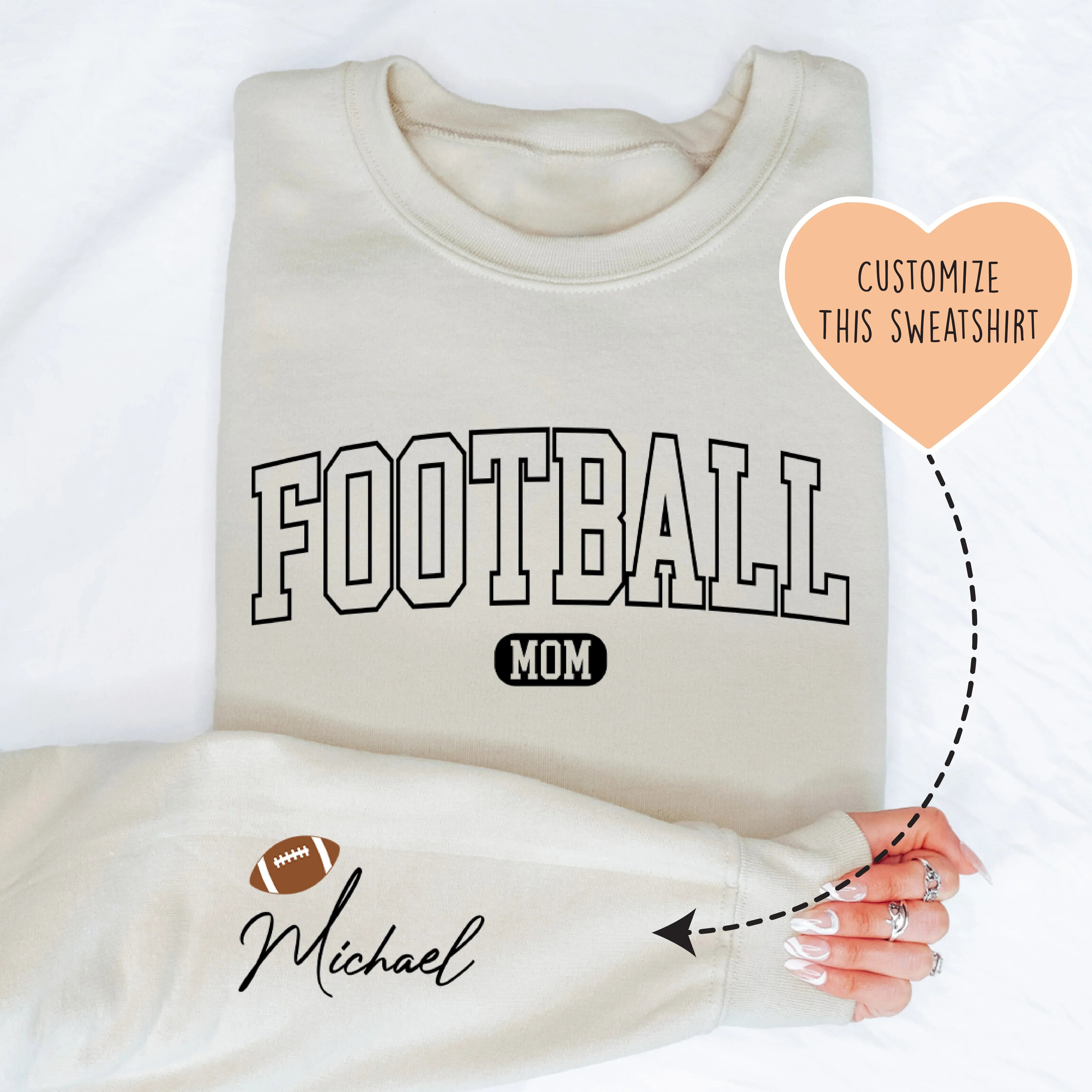 Custom Football Mom Sweatshirt Sand / S printful T-Shirt