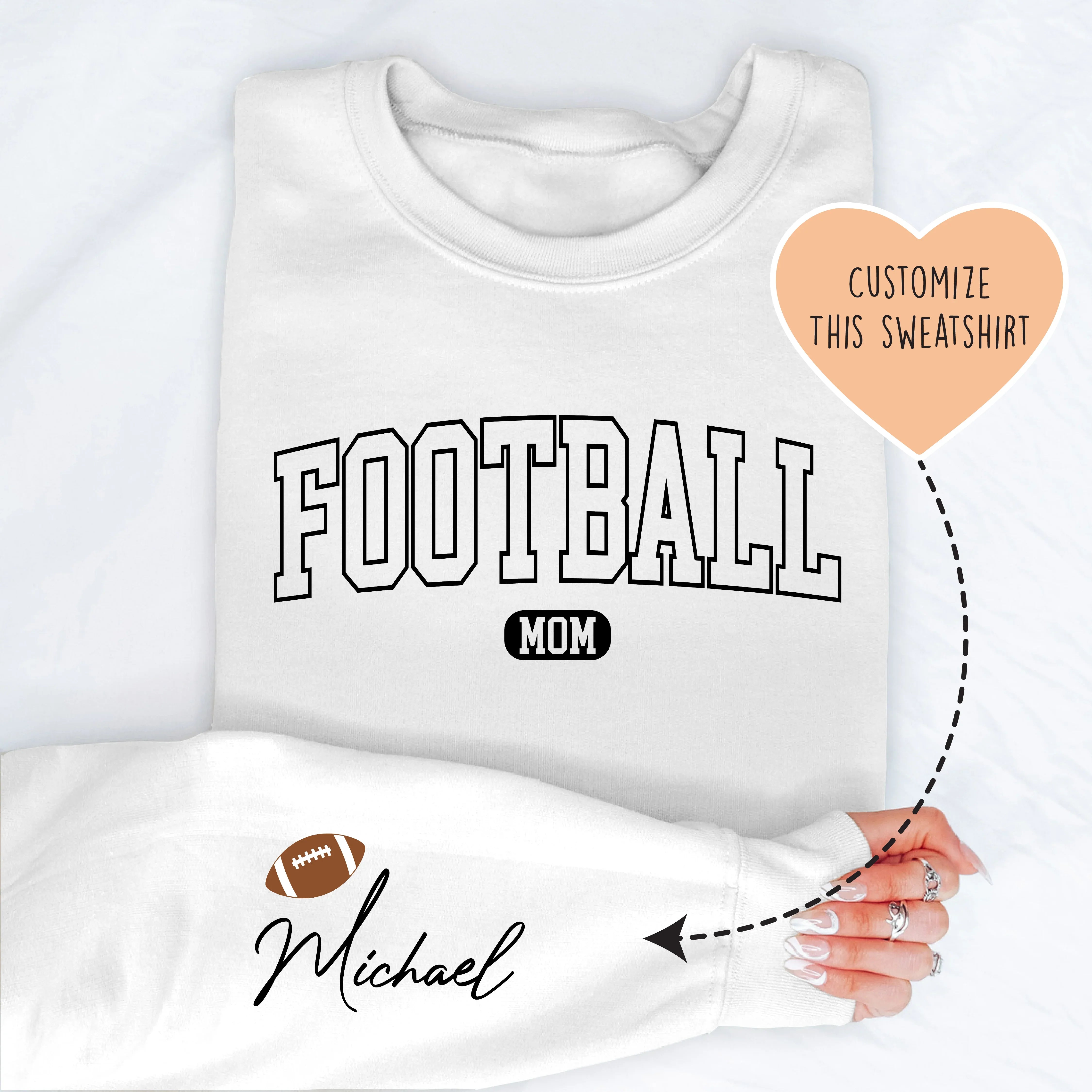 Custom Football Mom Sweatshirt White / S printful T-Shirt