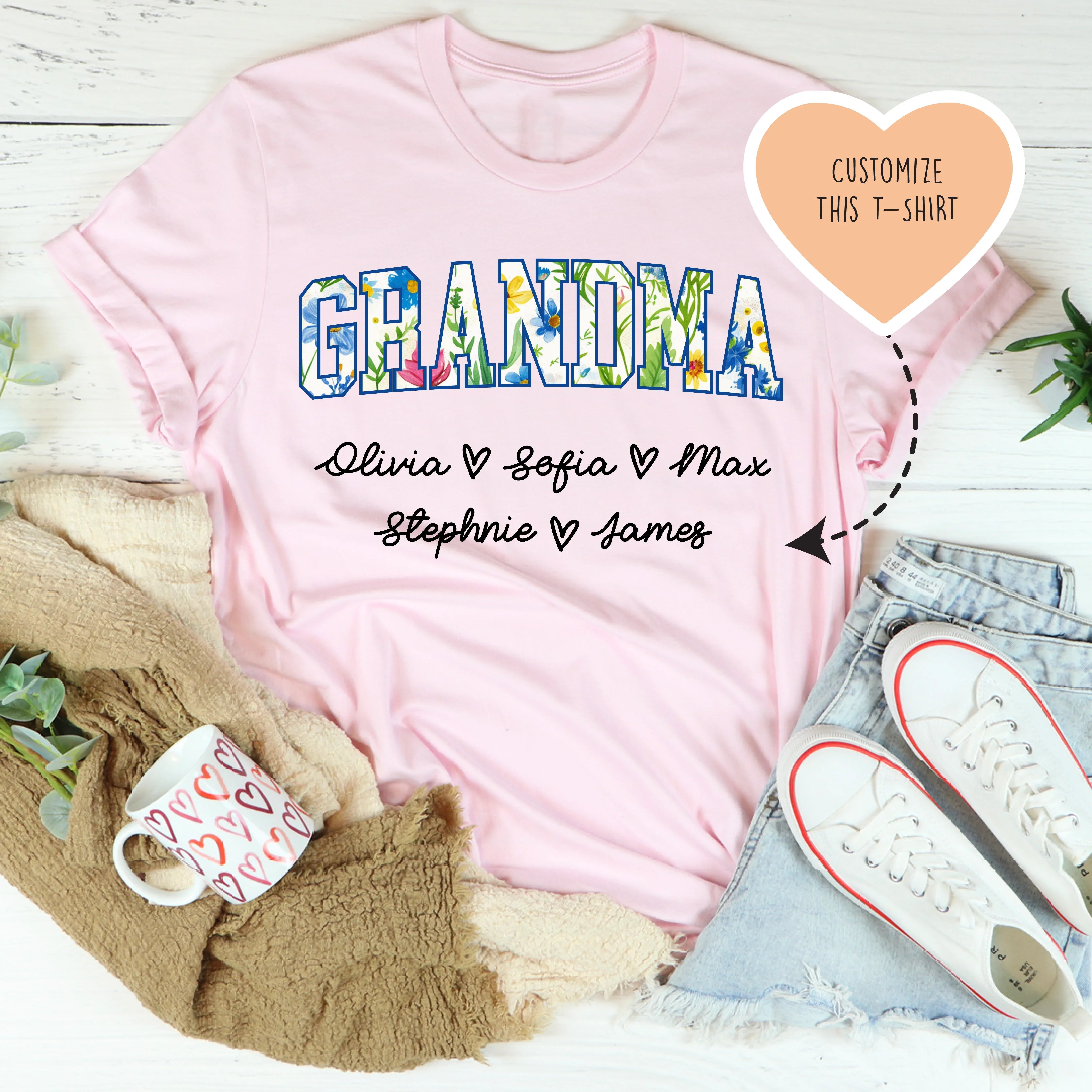 Custom Grandma Tee Pink / 2XL printful T-Shirt