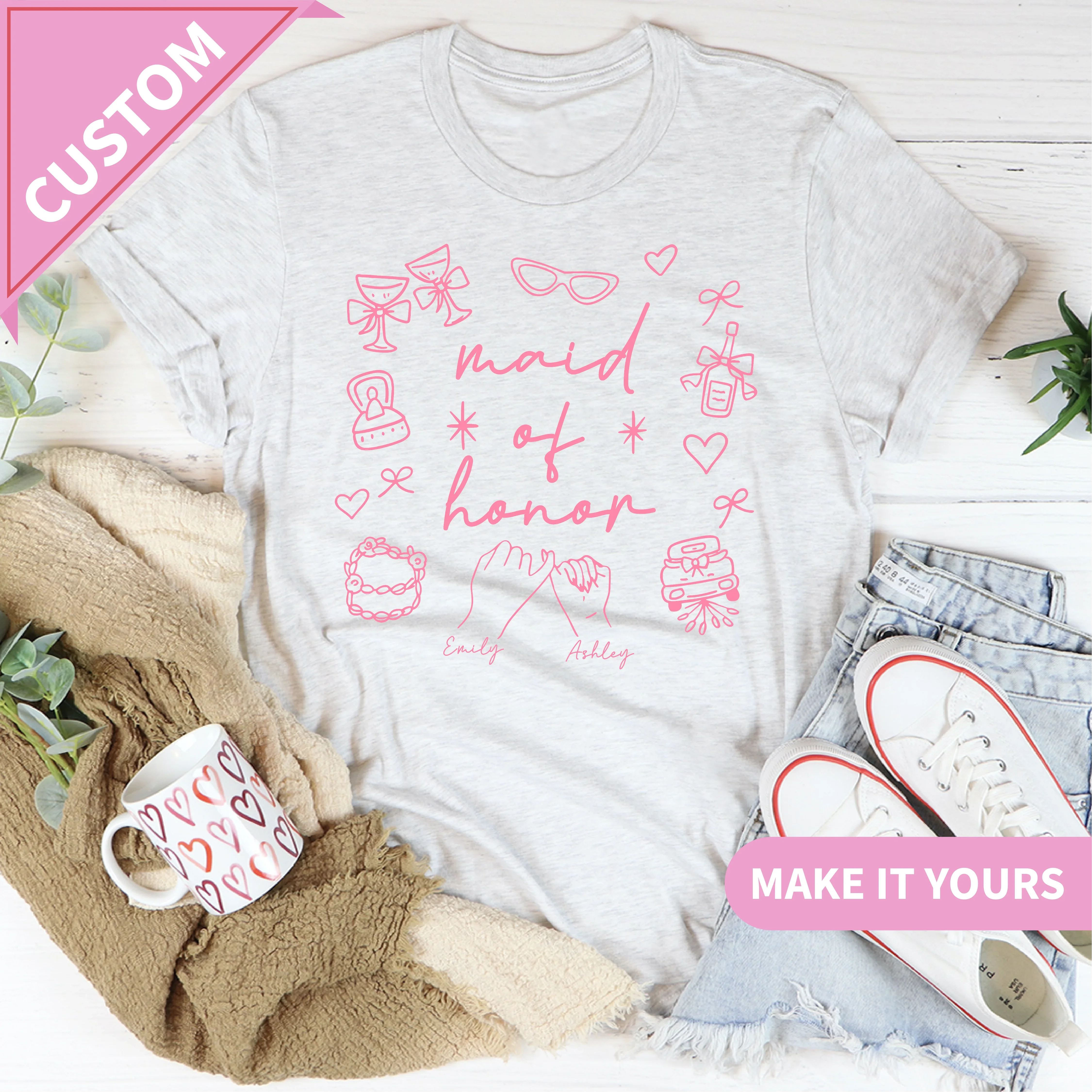 Custom Maid Of Honor Bridal Party Tee Ash / S Printify T-Shirt T-Shirt
