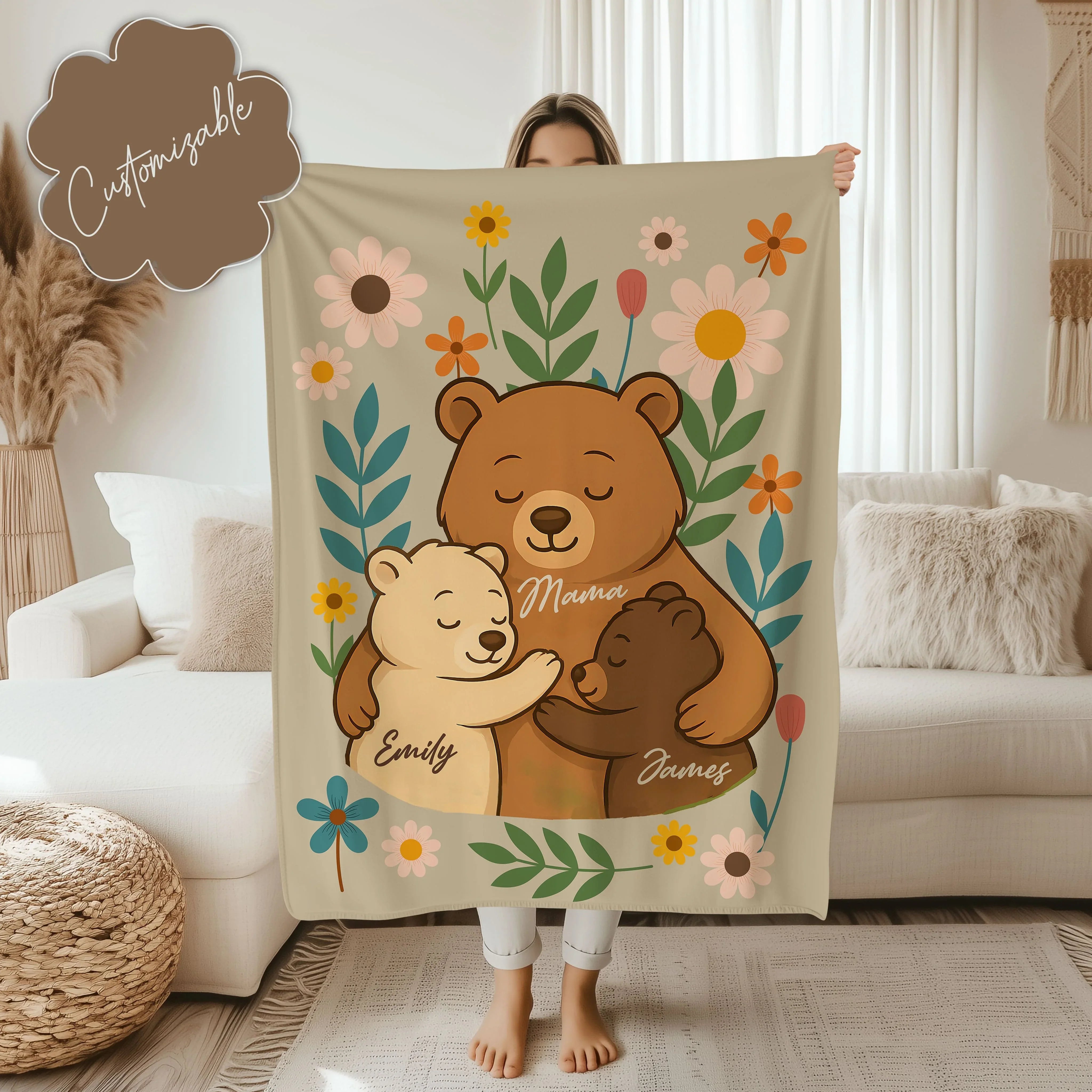 Custom Mama Bear Blanket 50" × 60" Printify All Over Prints T-Shirt