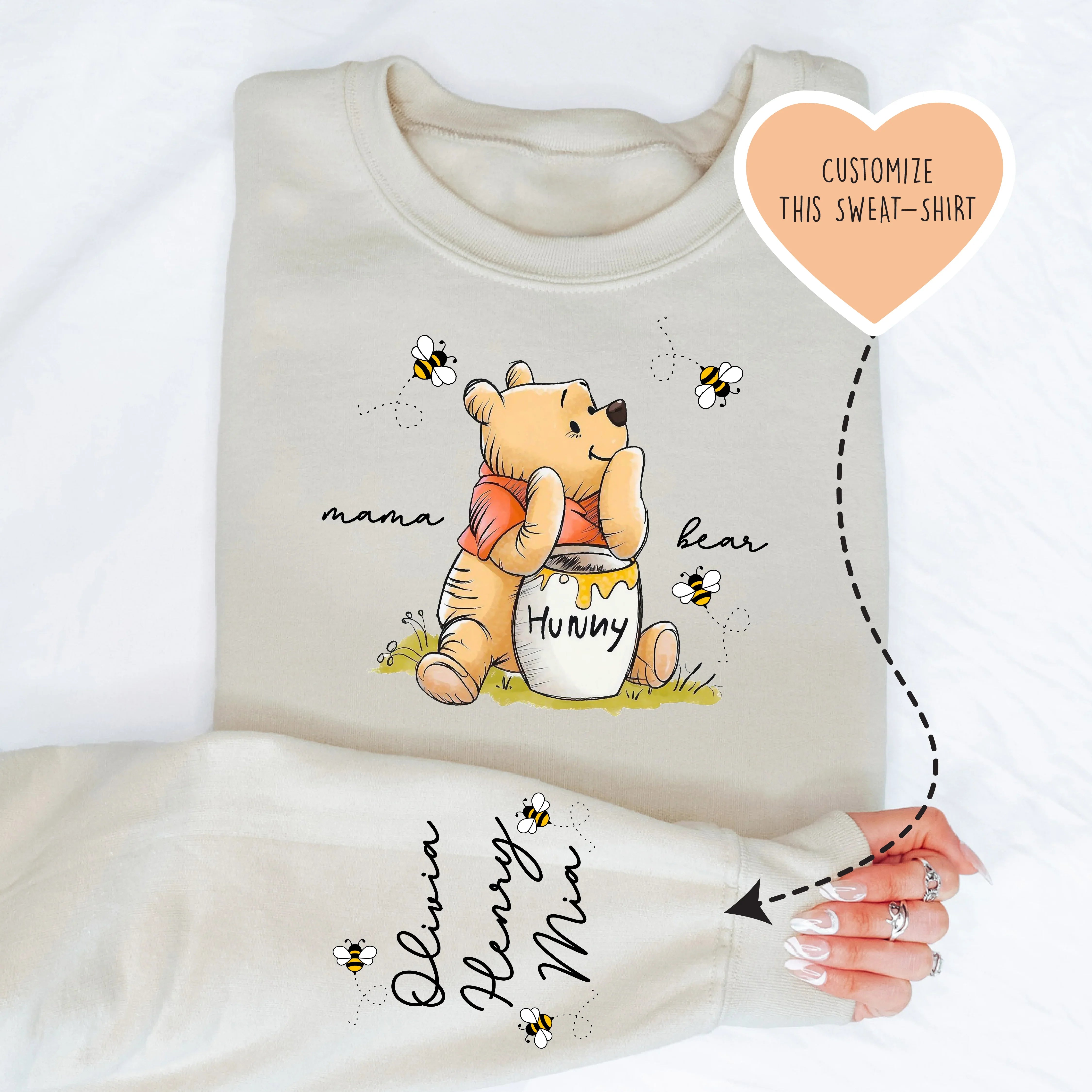 Custom Mama Bear Sweatshirt Sand / S printful T-Shirt