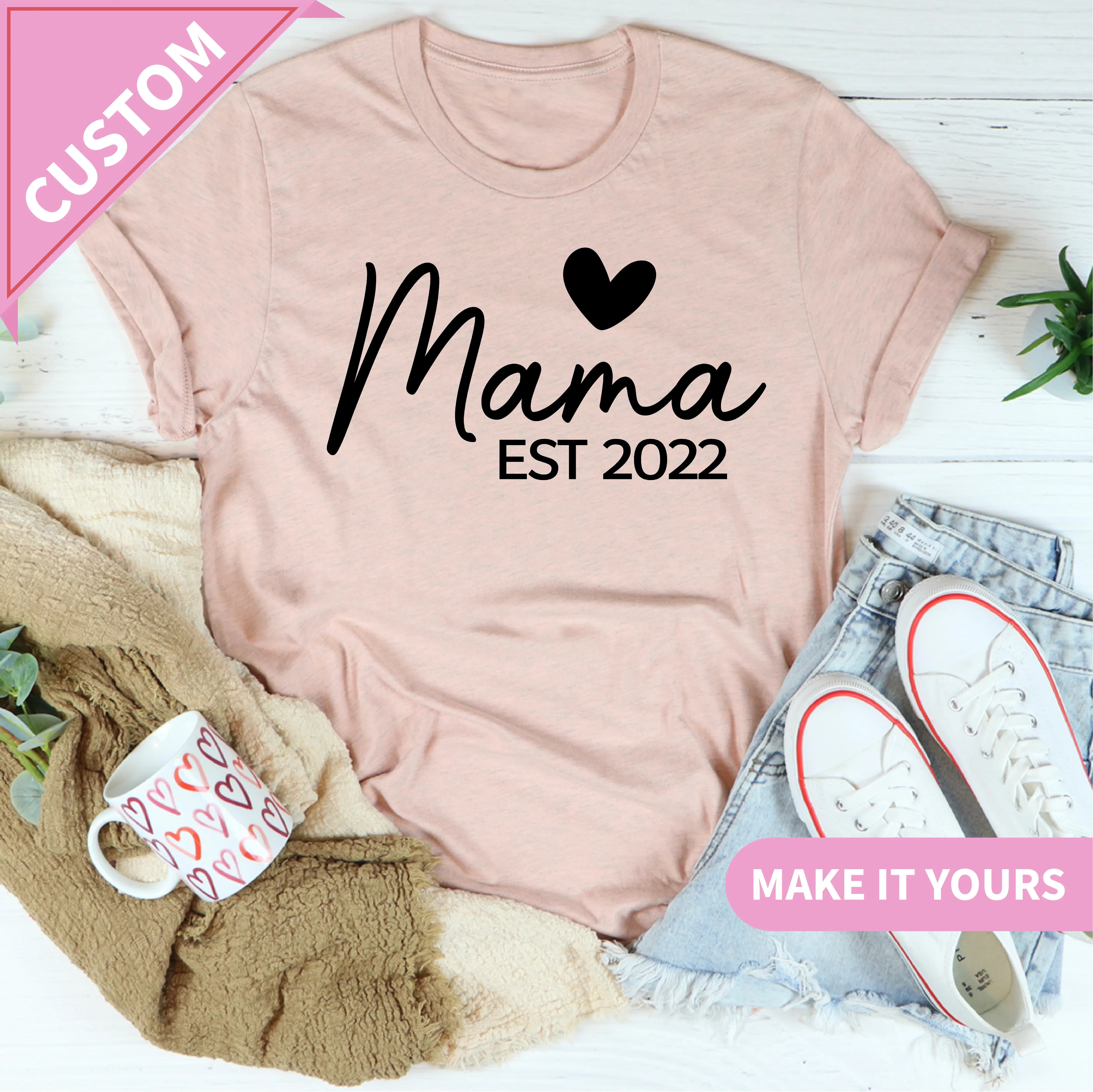 Custom Mama Simple Pocket Style Tee Printify T-Shirt T-Shirt