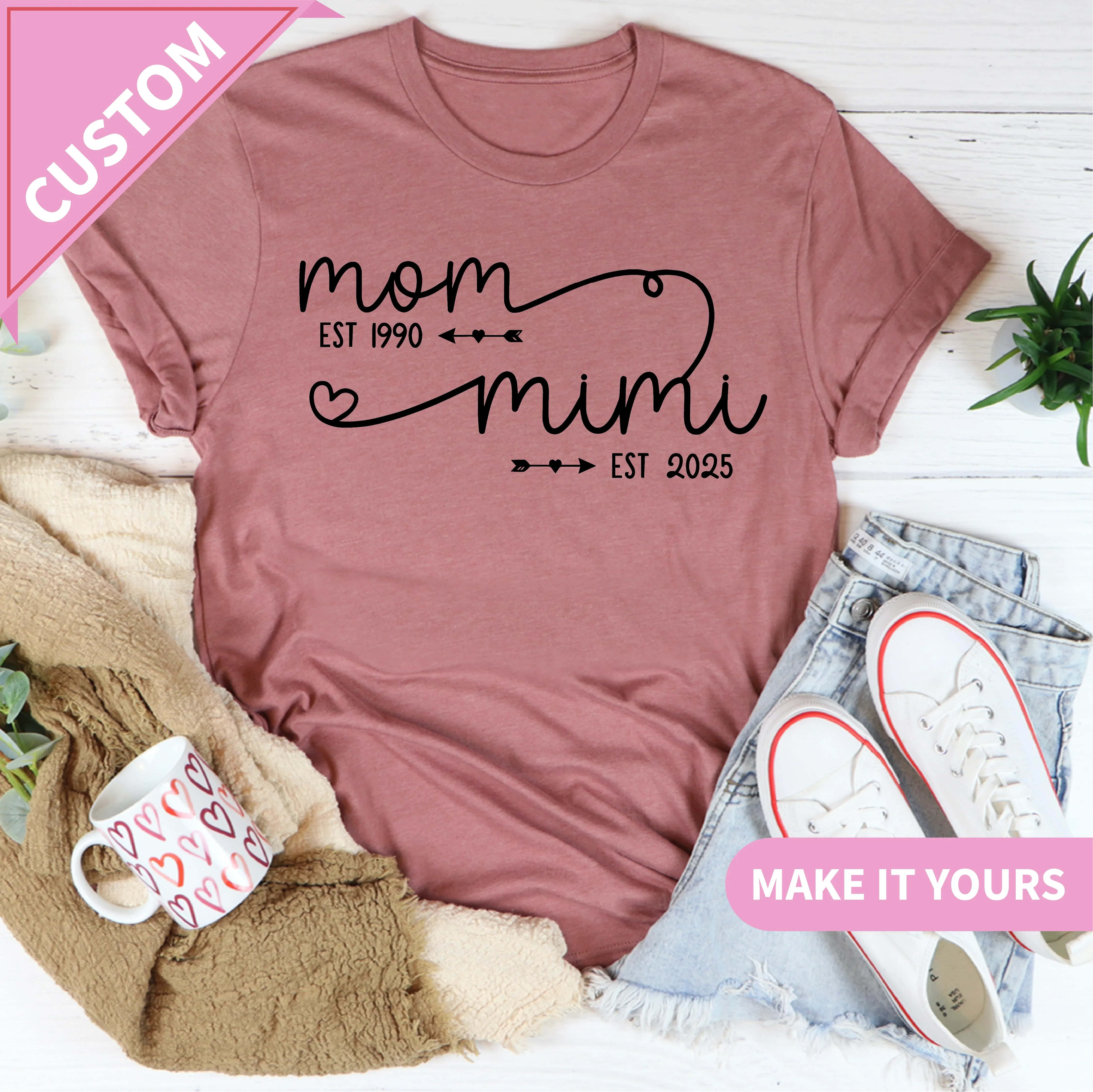 Custom Mom Est Year | Personalized Mother's Gift Tee Printify T-Shirt T-Shirt