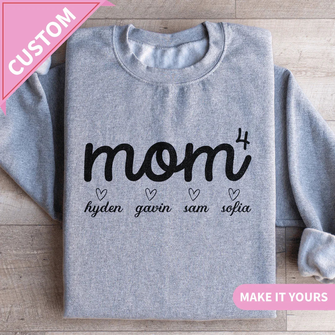 Custom Mom Of 4 Kids Names Sweatshirt Sport Grey / S Printify Sweatshirt T-Shirt