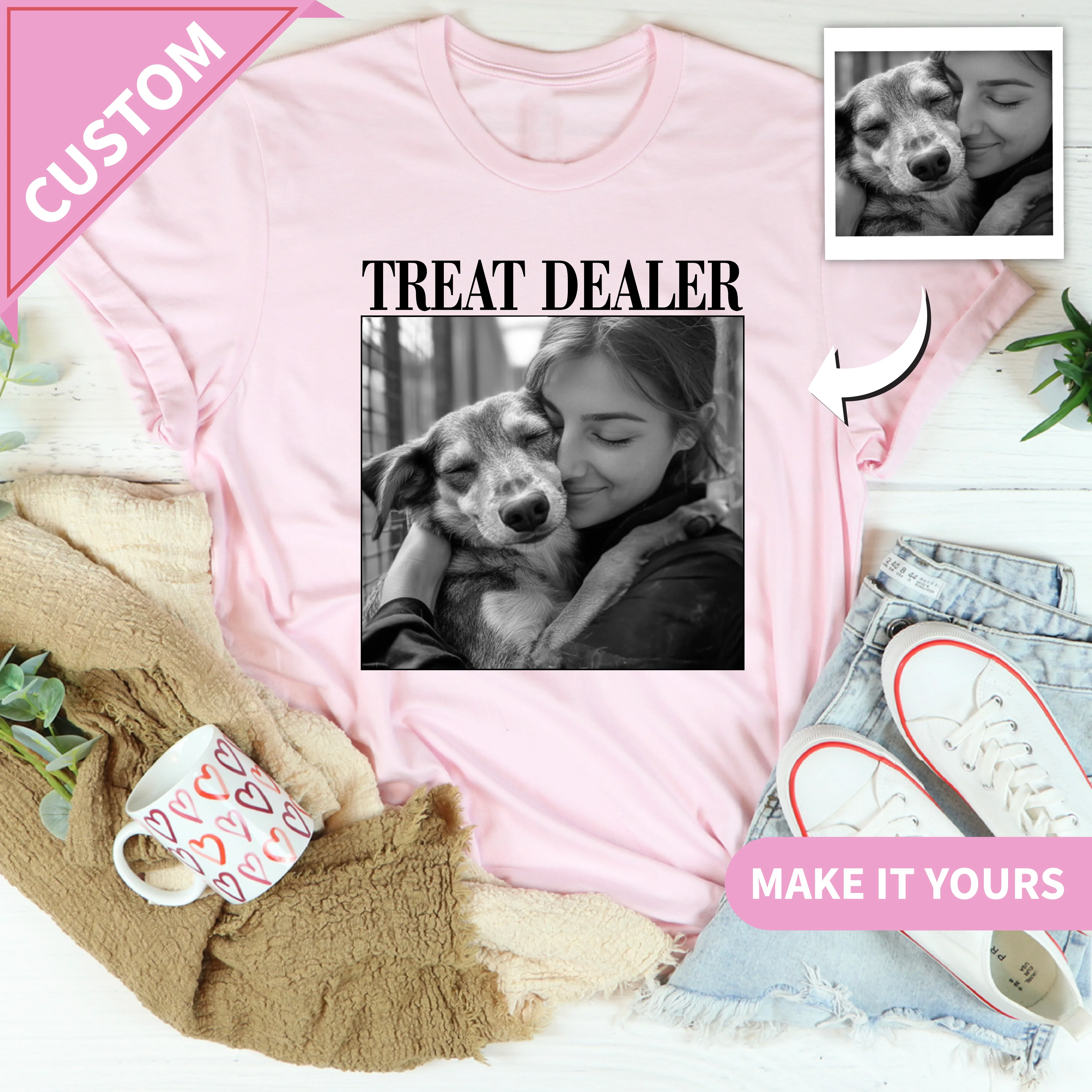 Custom Pet Photo Treat Dealer Dog Tee Printify T-Shirt T-Shirt