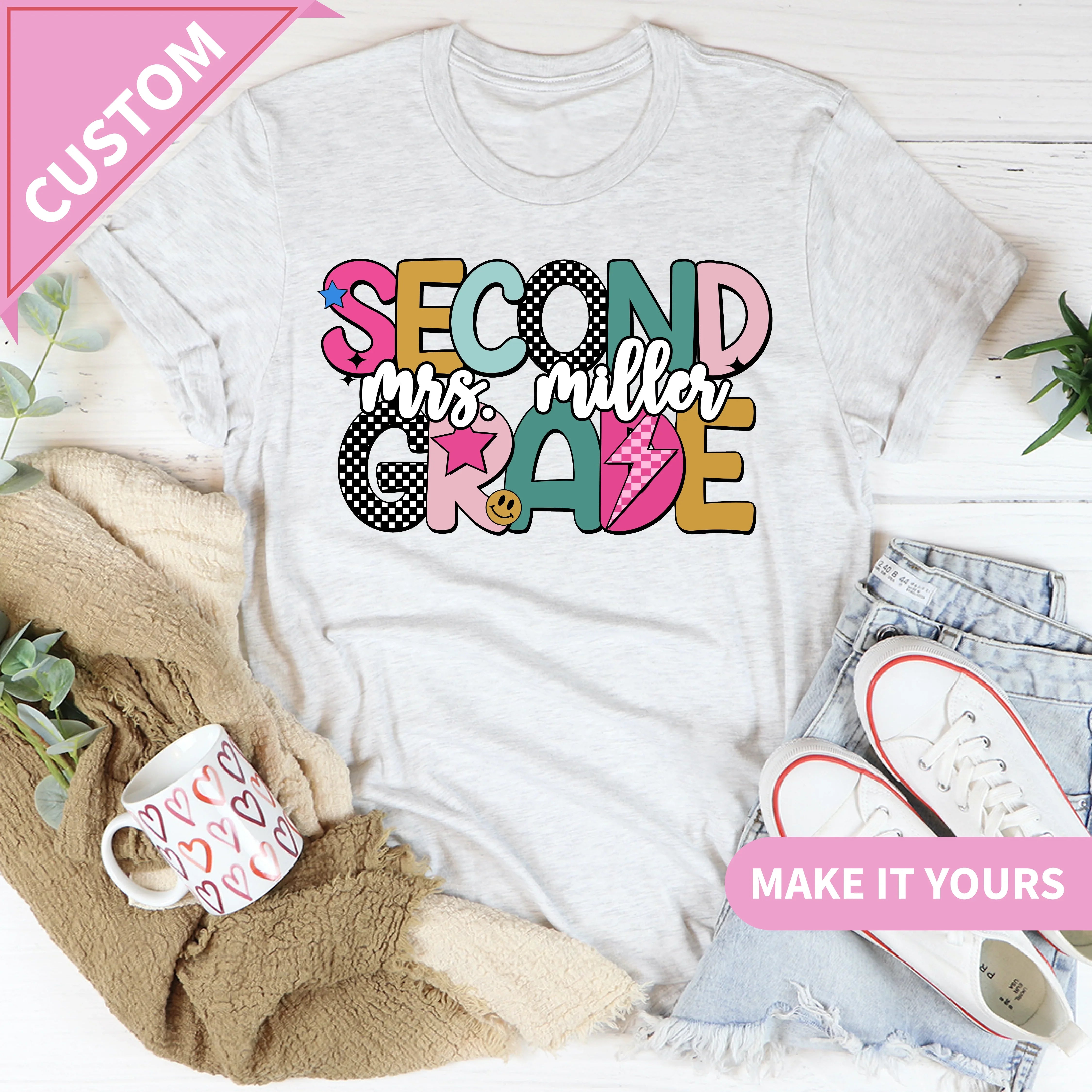 Custom Second Grade Teacher Back To School Tee Printify T-Shirt T-Shirt
