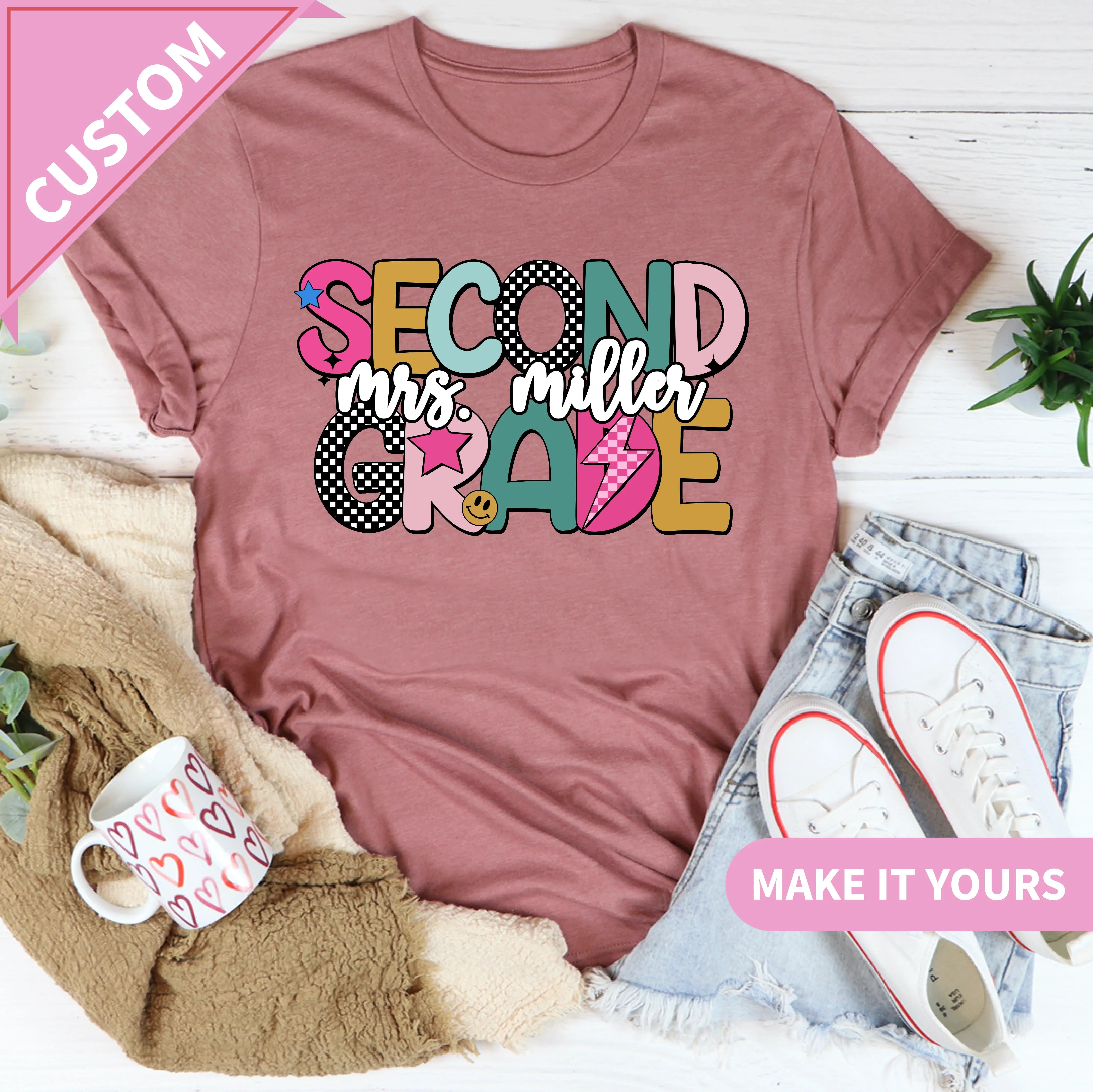 Custom Second Grade Teacher Back To School Tee Printify T-Shirt T-Shirt