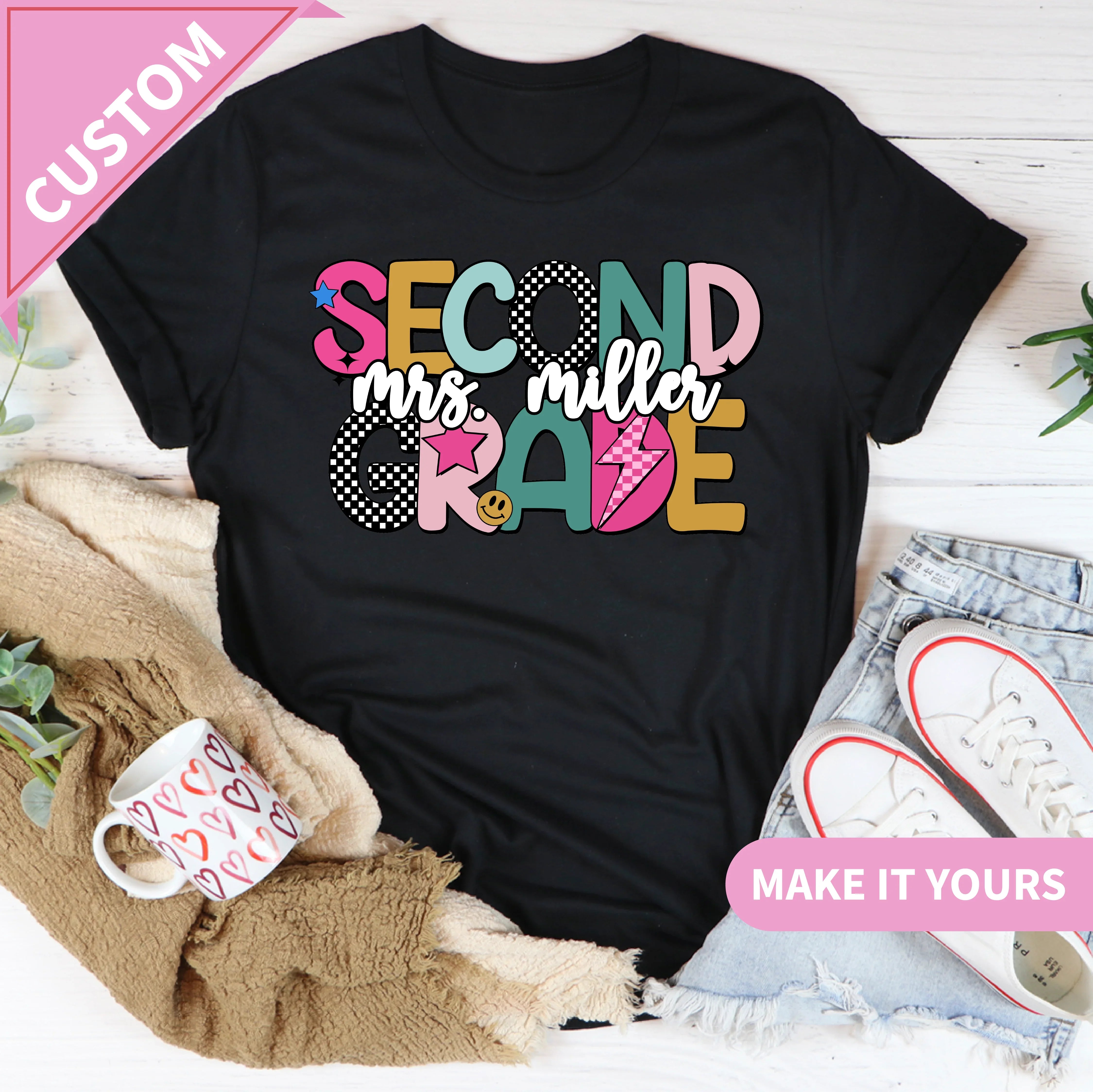 Custom Second Grade Teacher Back To School Tee Printify T-Shirt T-Shirt
