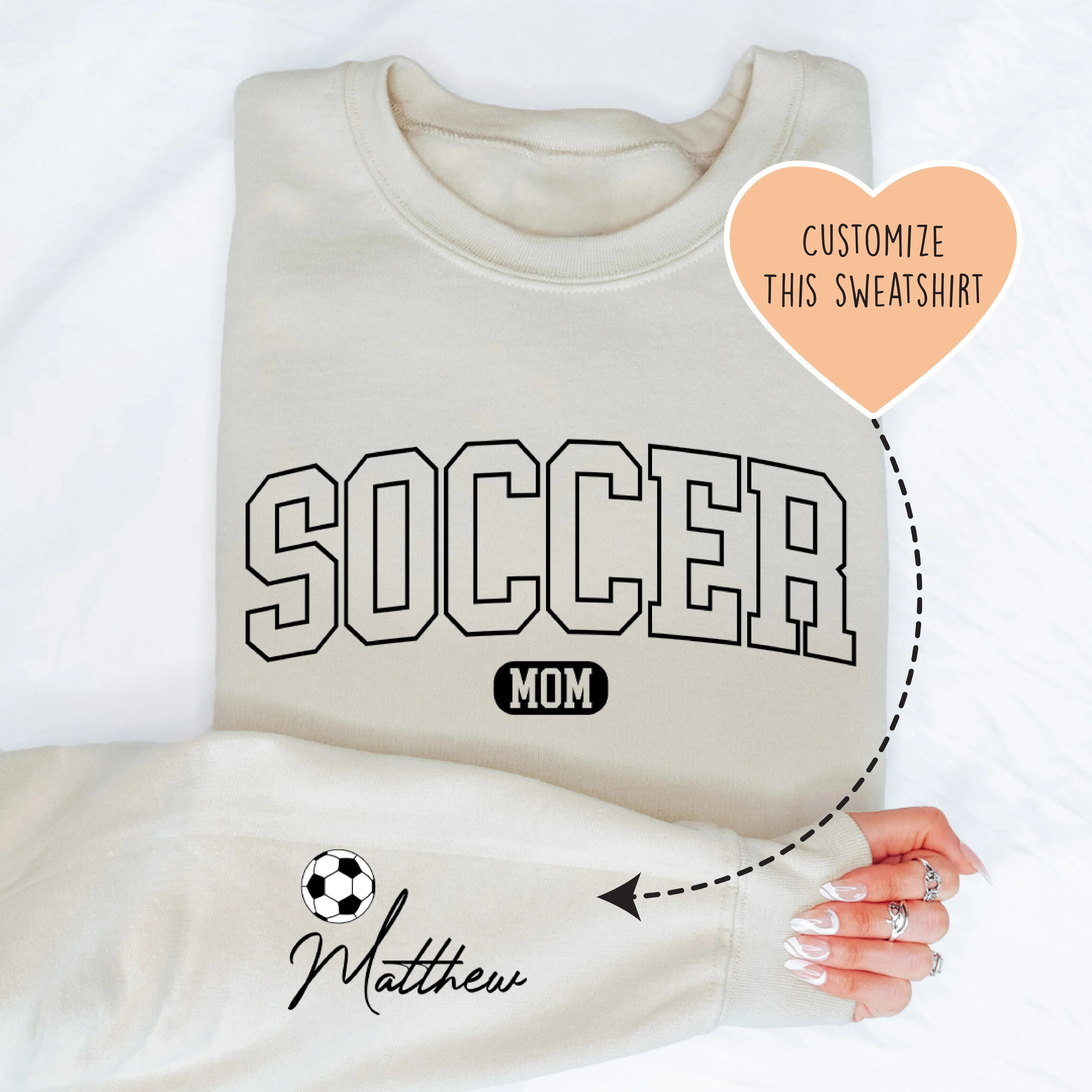 Custom Soccer Mom Sweatshirt Sand / S printful T-Shirt