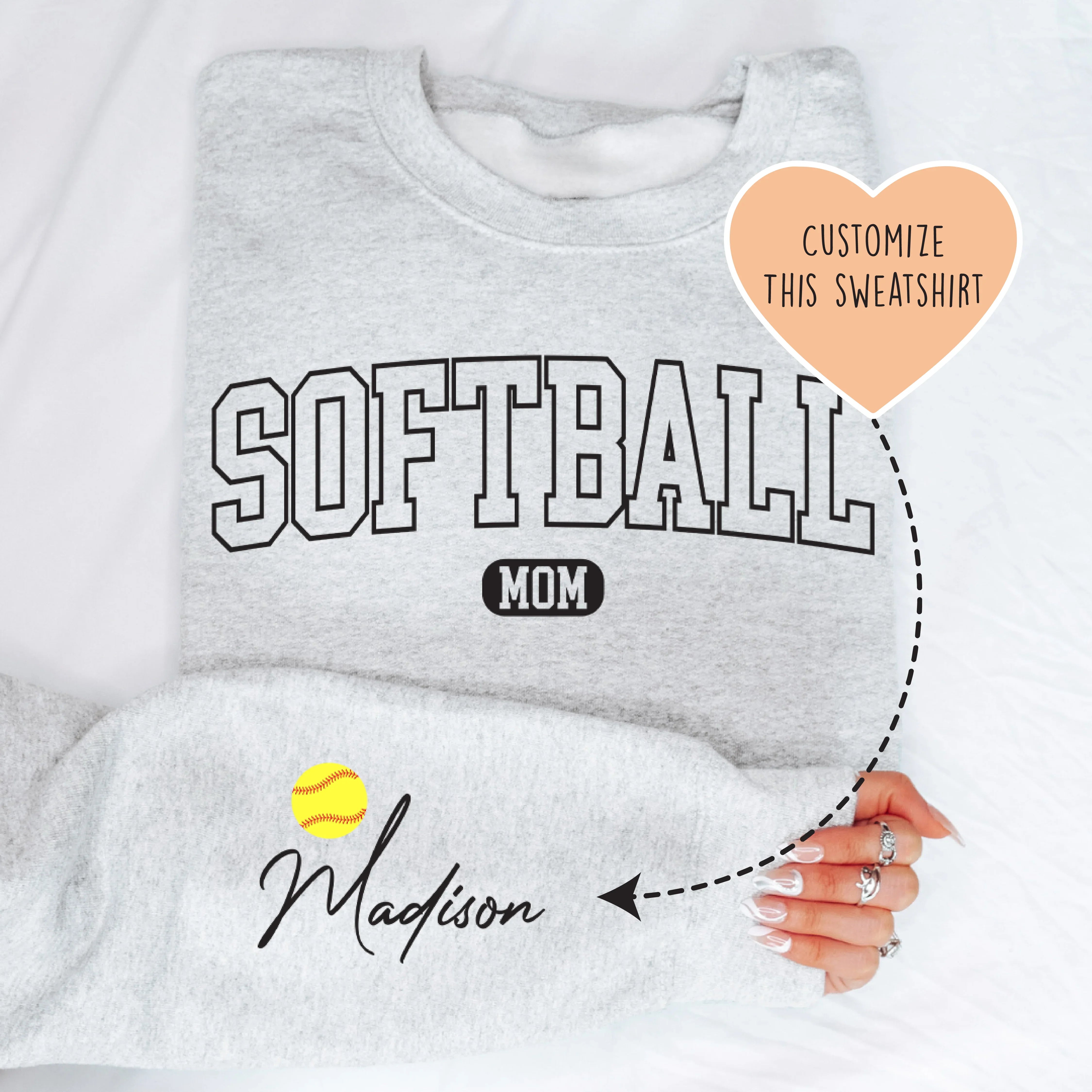 Custom Softball Mom Sweatshirt Sport Grey / S printful T-Shirt