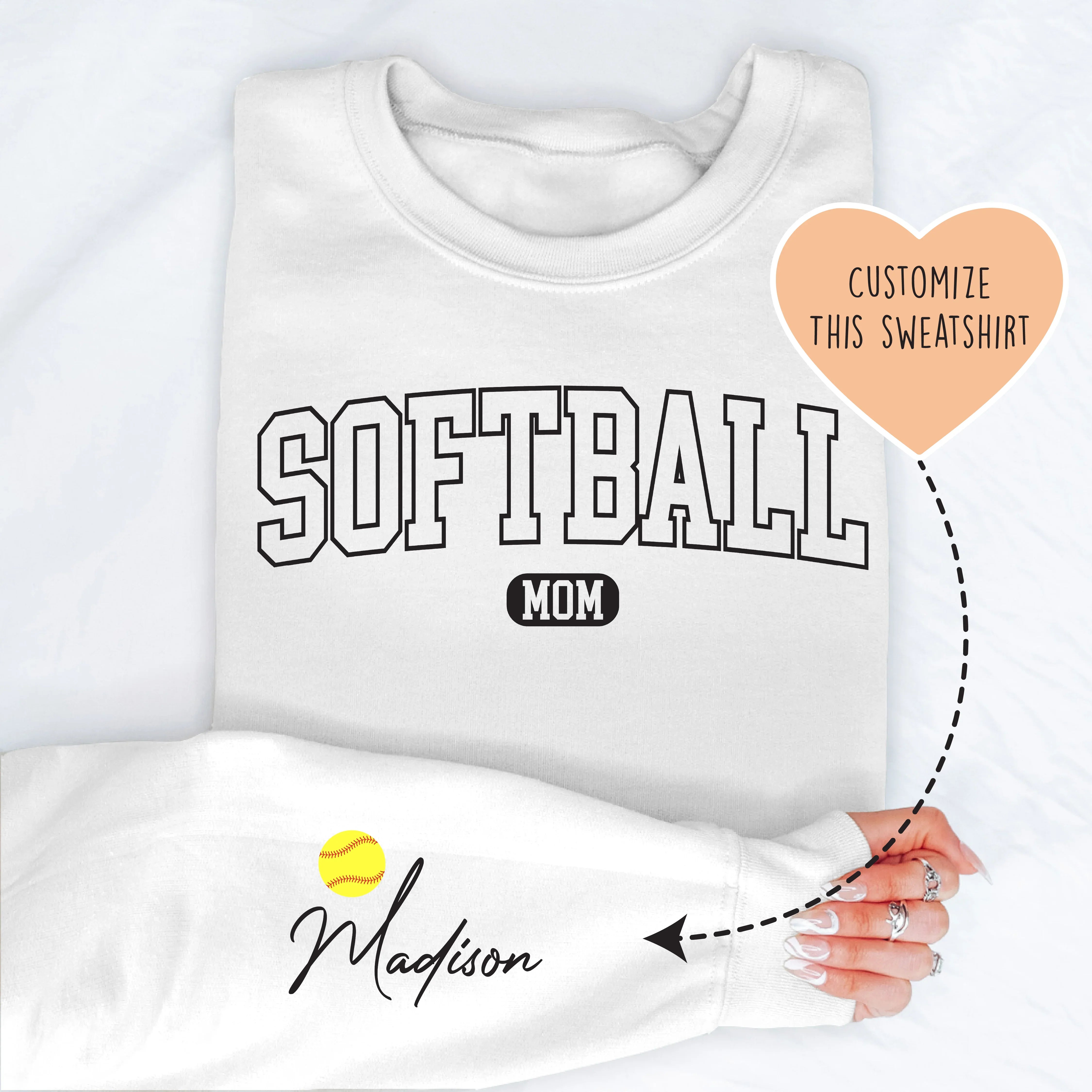 Custom Softball Mom Sweatshirt White / S printful T-Shirt