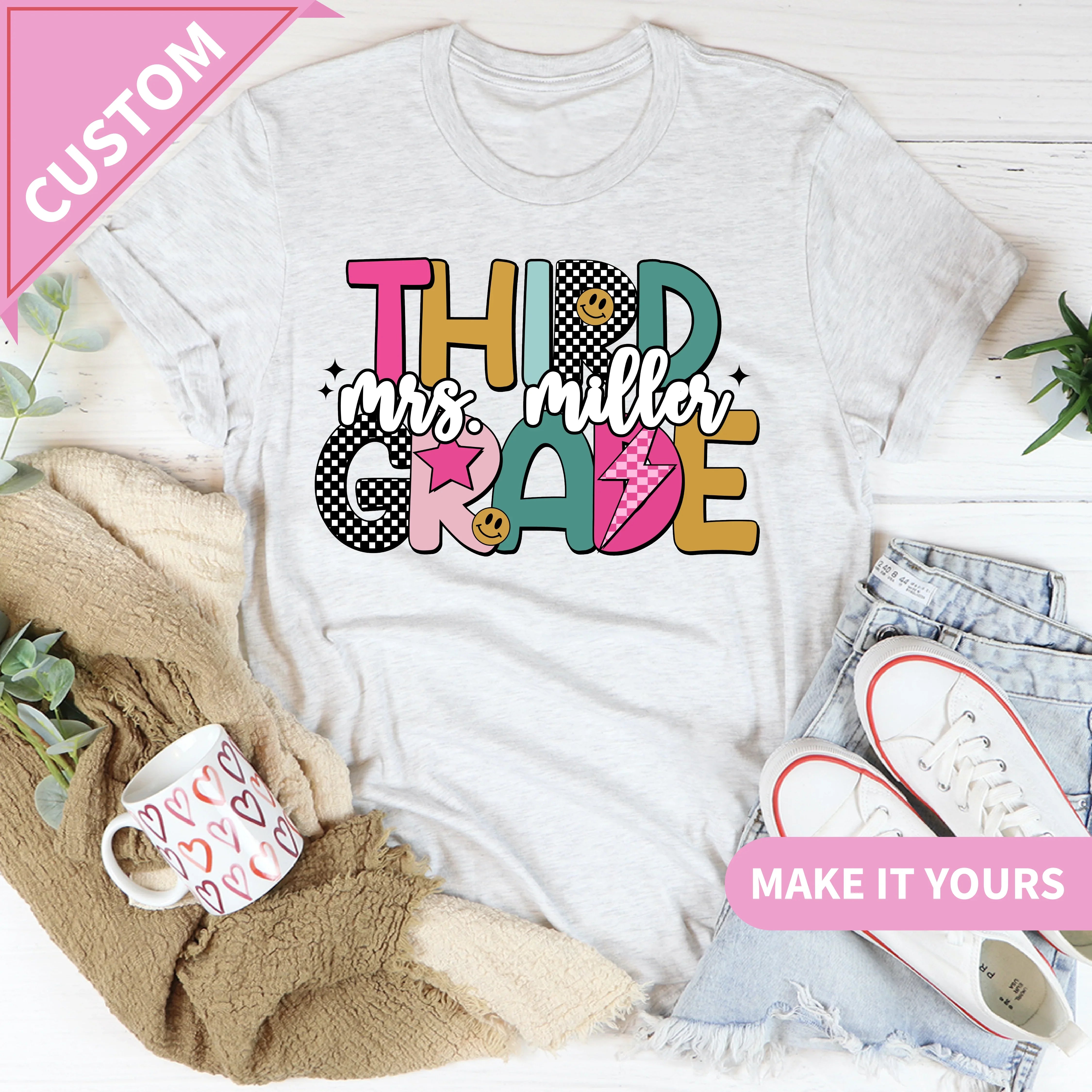 Custom Third Grade Teacher Back To School Tee Printify T-Shirt T-Shirt
