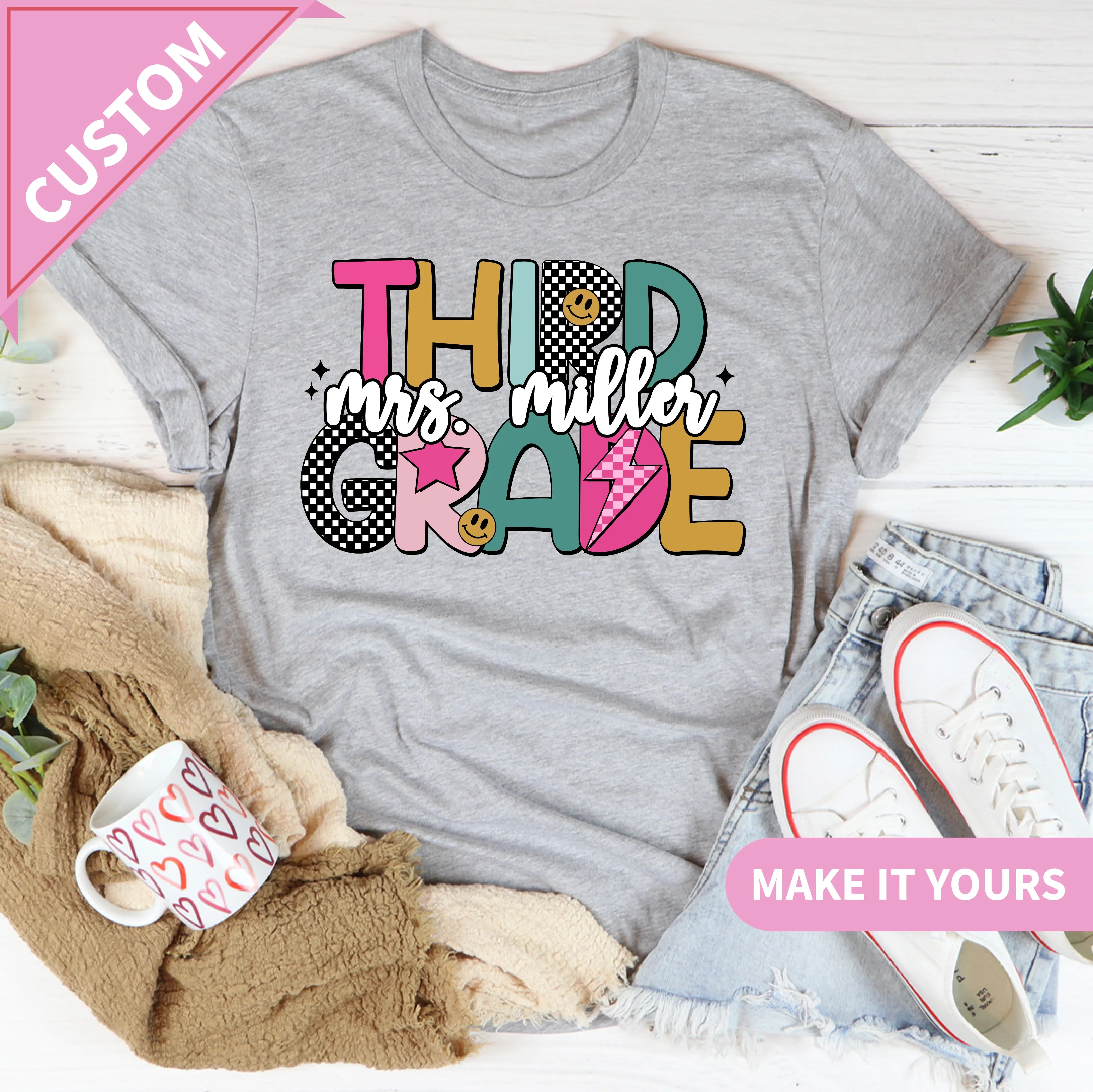 Custom Third Grade Teacher Back To School Tee Printify T-Shirt T-Shirt