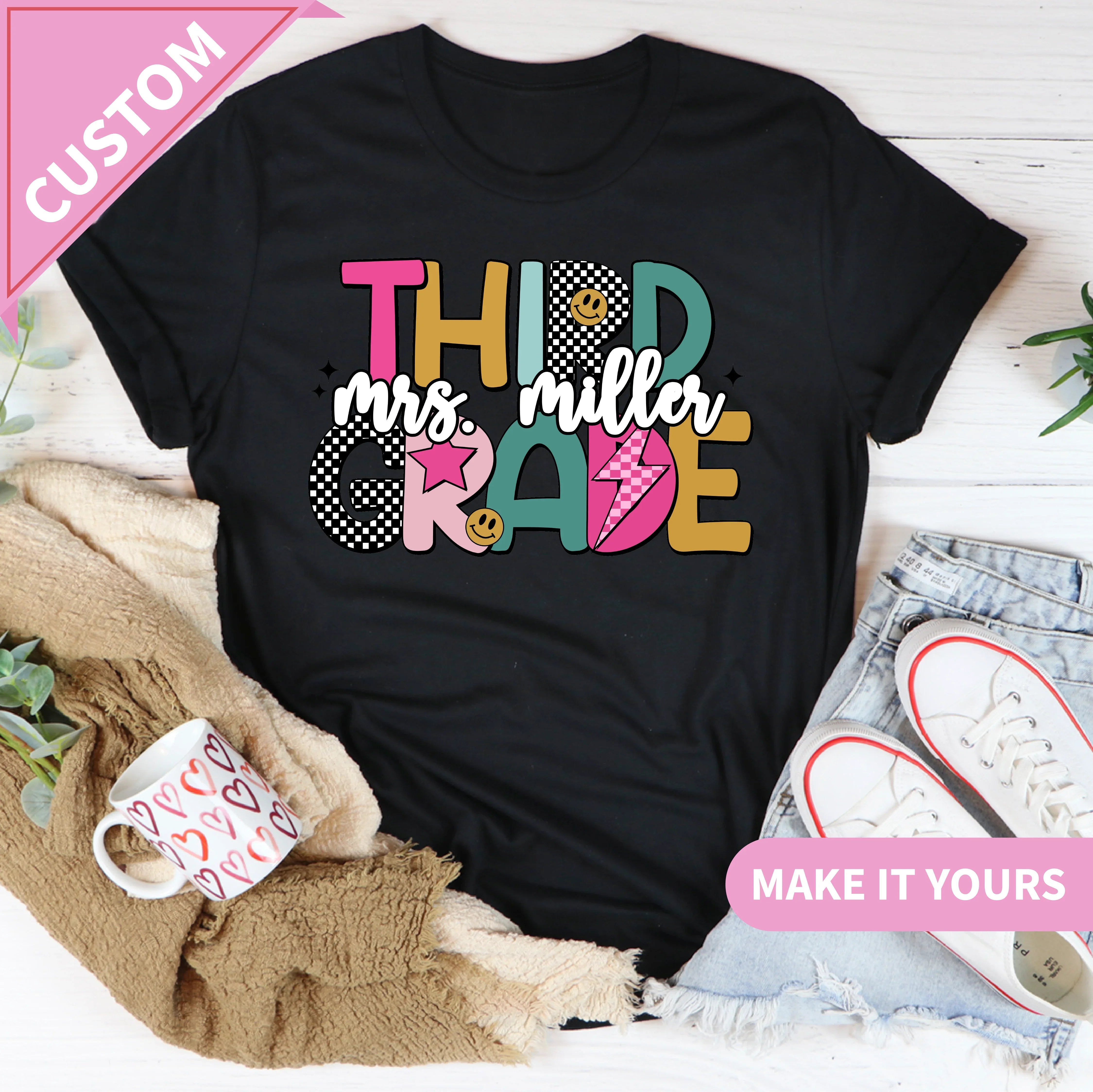 Custom Third Grade Teacher Back To School Tee Printify T-Shirt T-Shirt