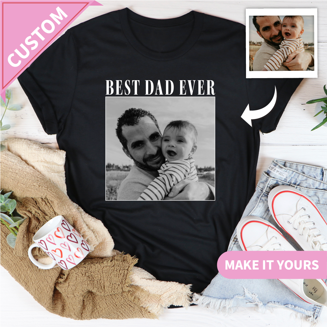 Custom Photo Dad Gift for Fathers Tee