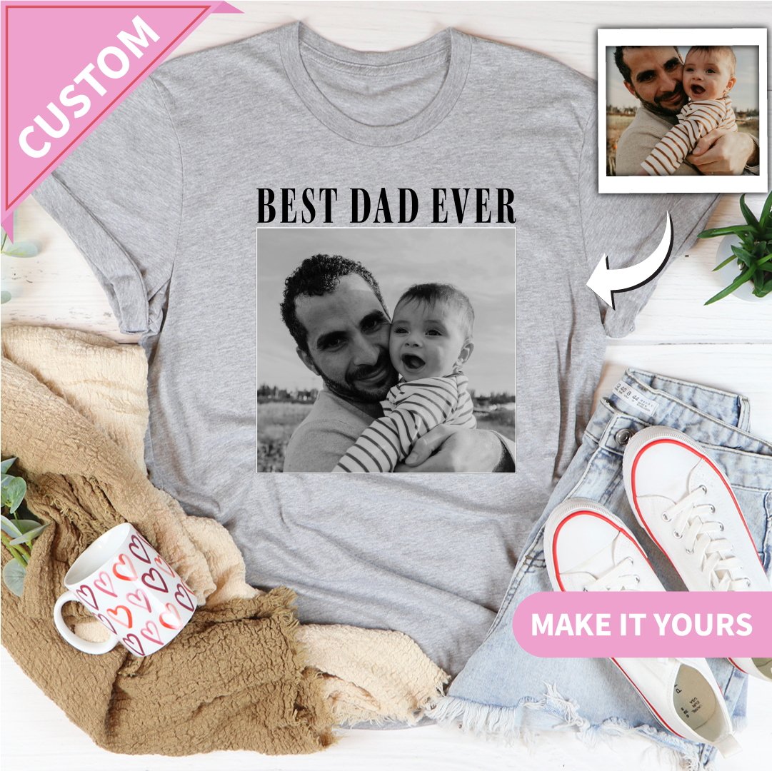 Custom Photo Dad Gift for Fathers Tee
