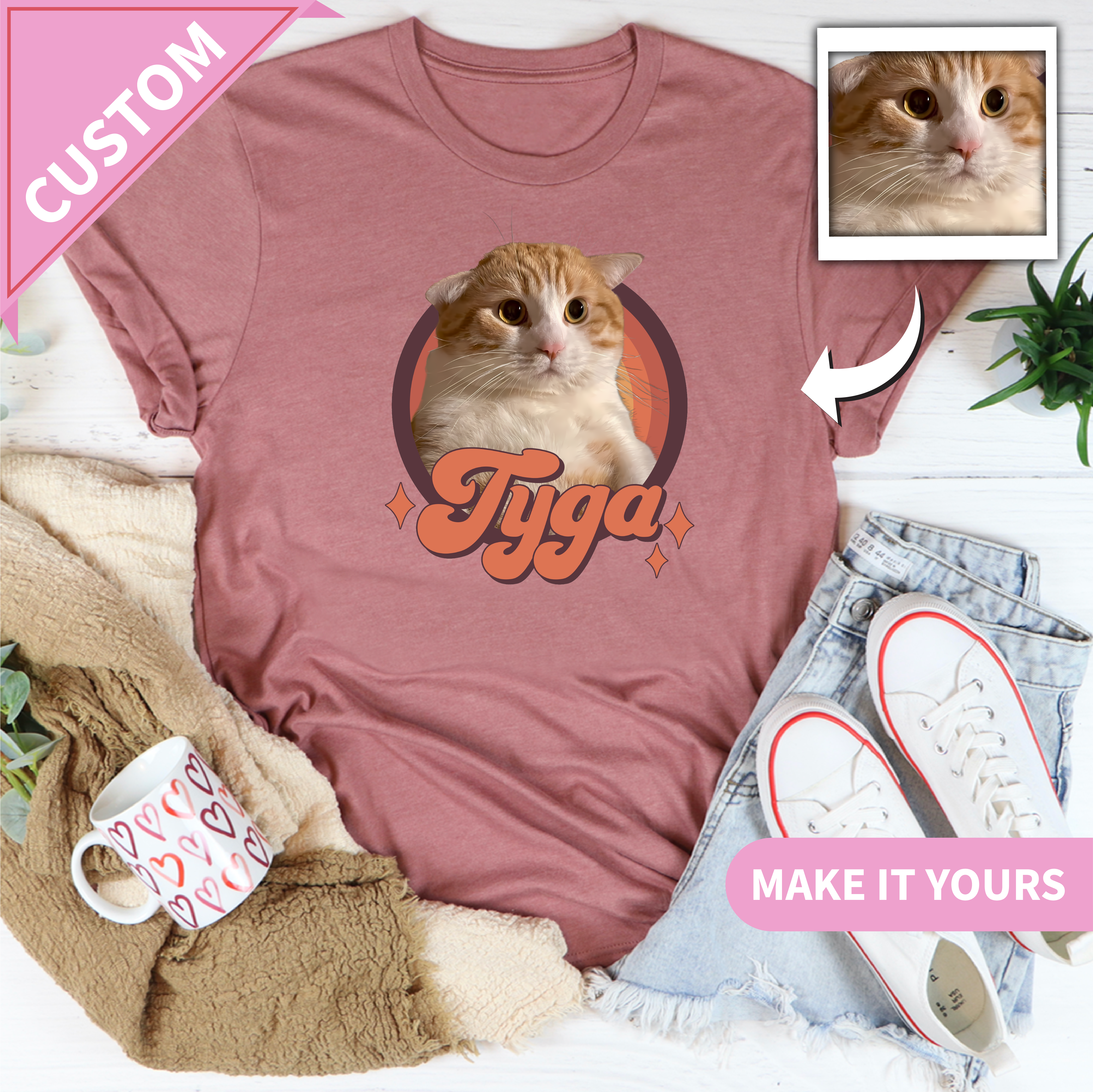 Retro Custom Cat Pet Name For Cat Lovers Tee