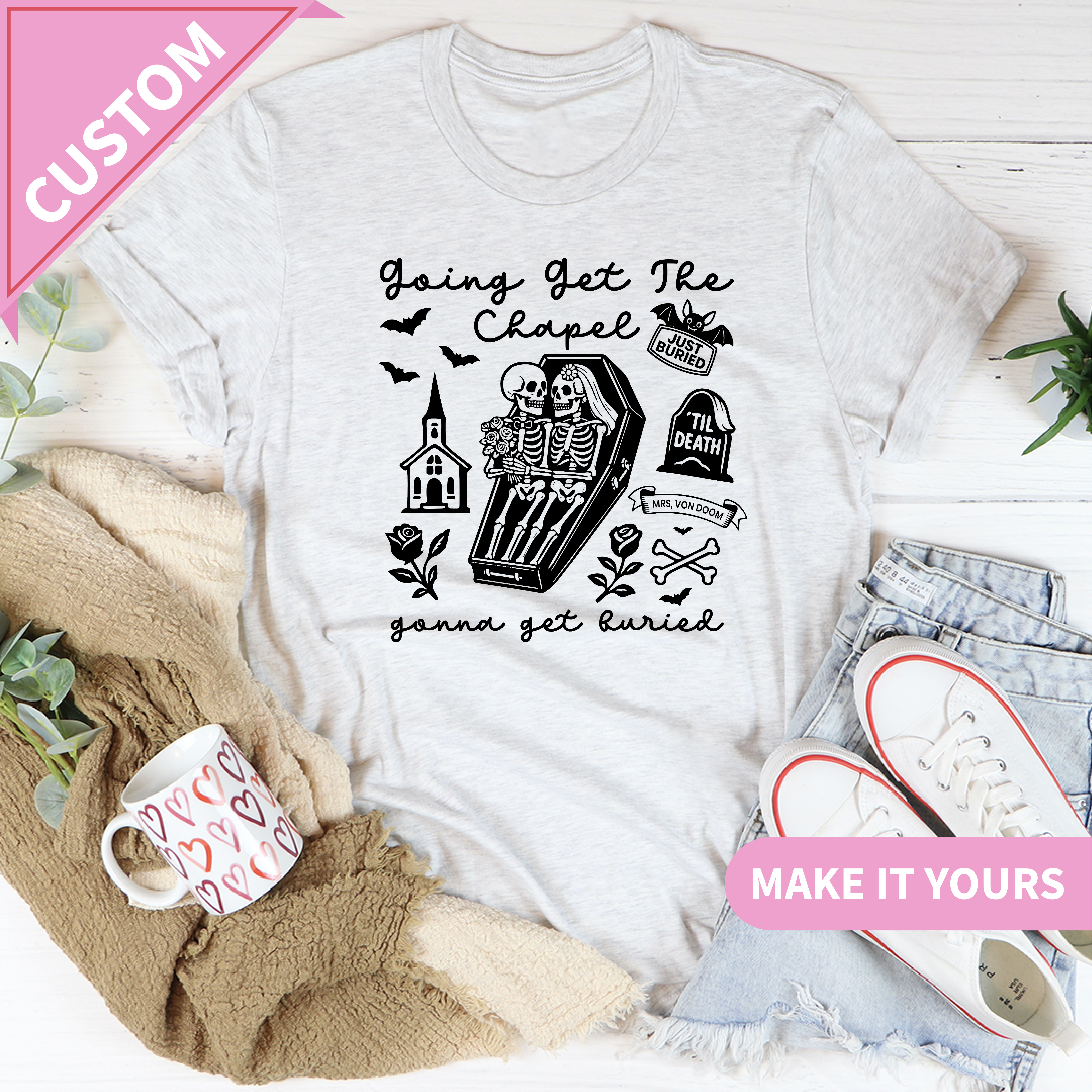 Custom Spooky Bride Halloween Bachelorette Tee