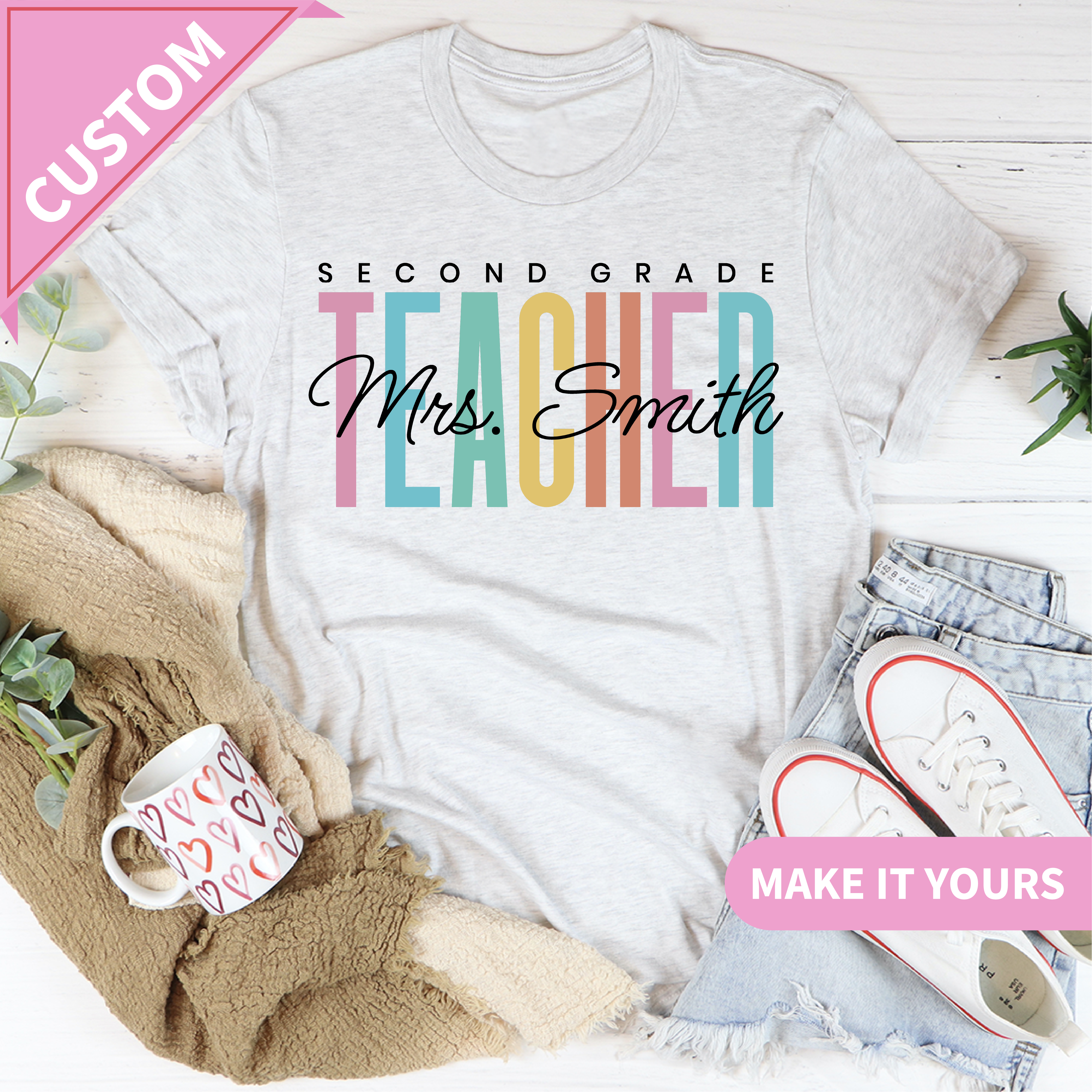 Custom Second Grade Teacher Tee