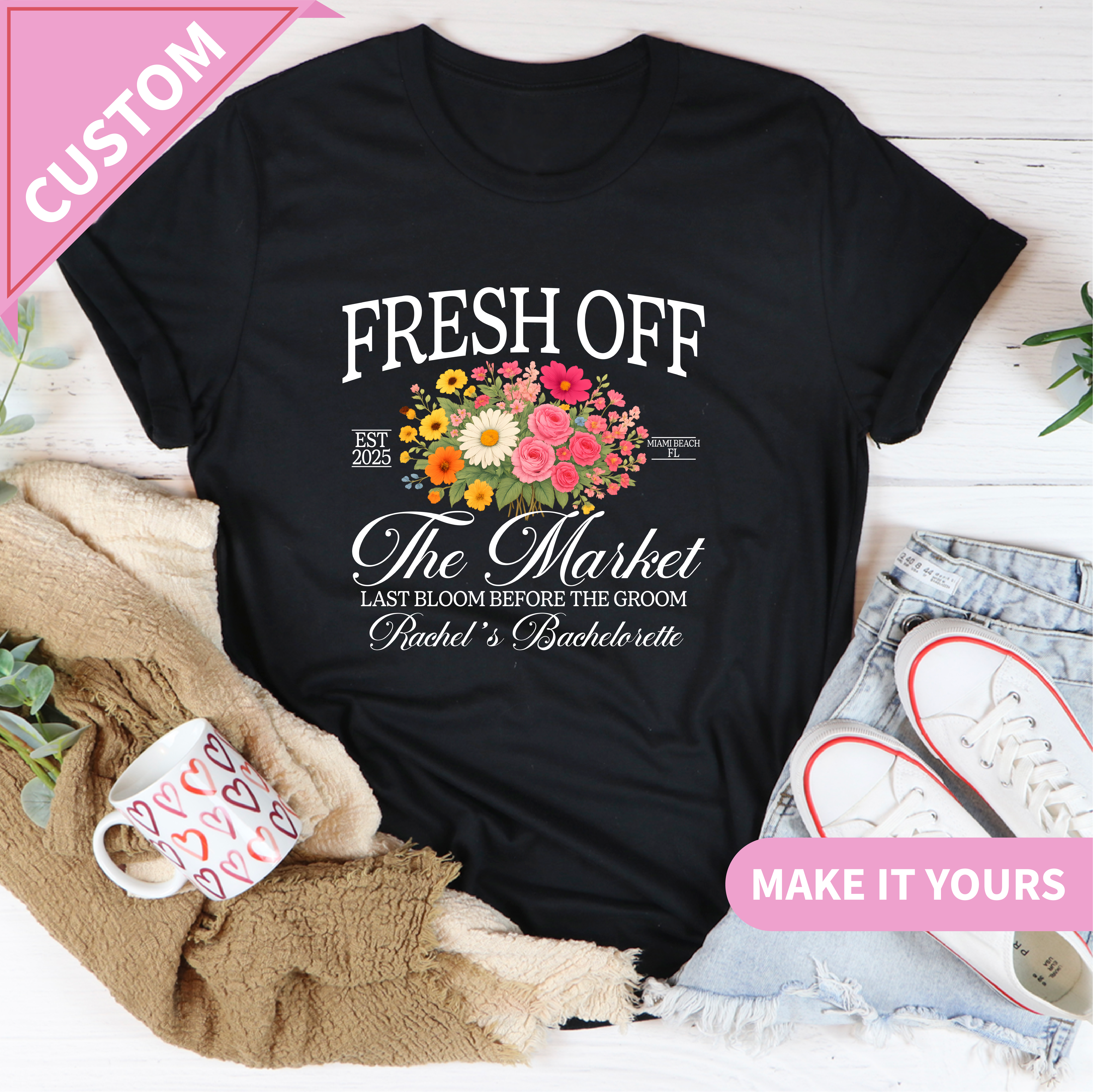 Custom Floral Fresh Of The Market Bride Shirt Flower Print Tee