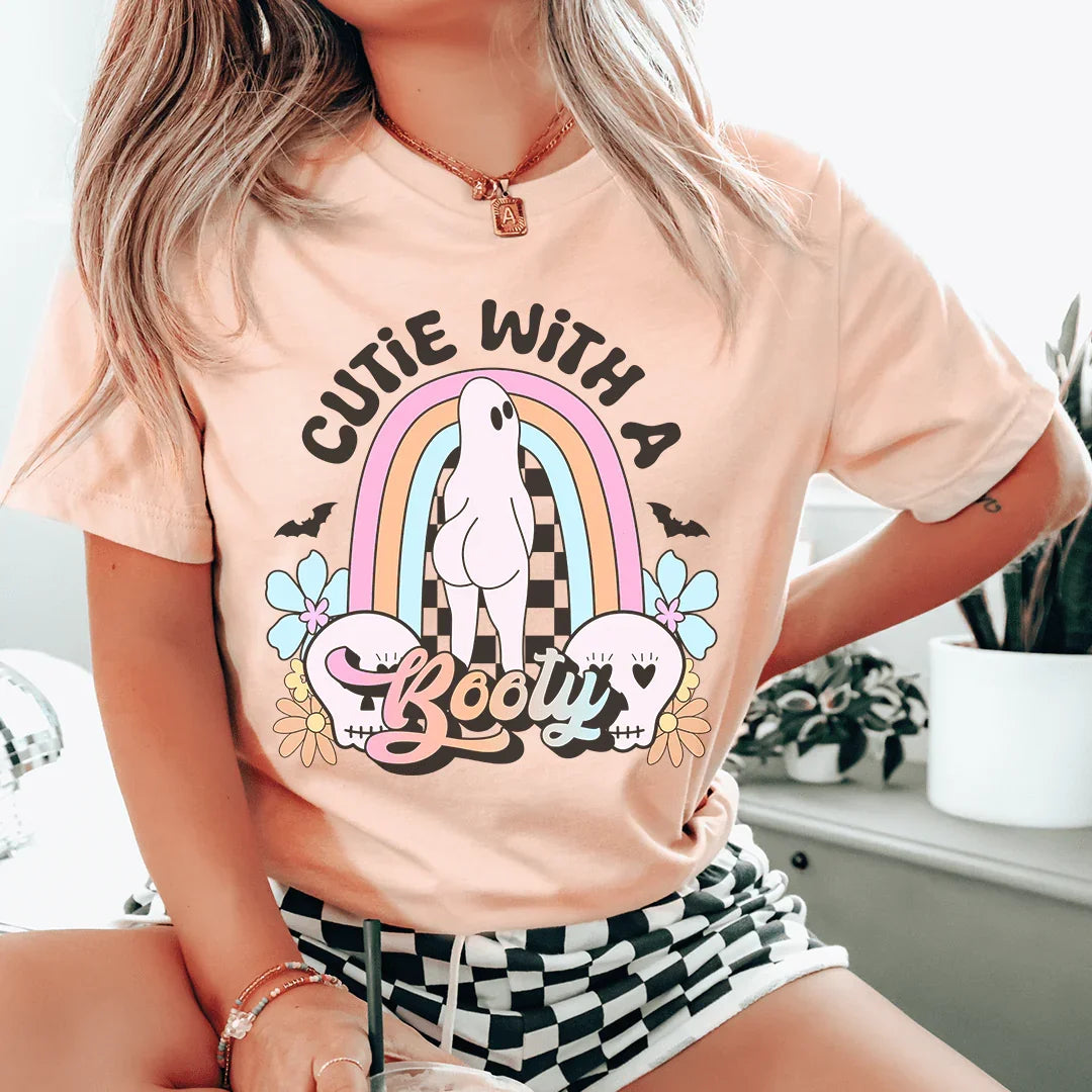 Cutie With A Booty Tee Heather Prism Peach / S Peachy Sunday T-Shirt