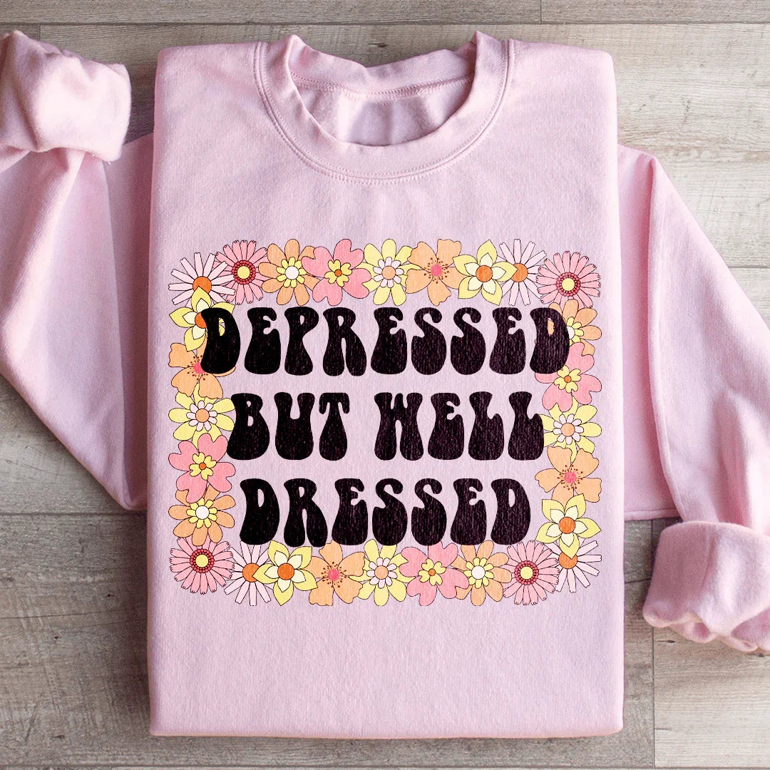 Depressed But Well Dressed Sweatshirt Light Pink / S Peachy Sunday T-Shirt
