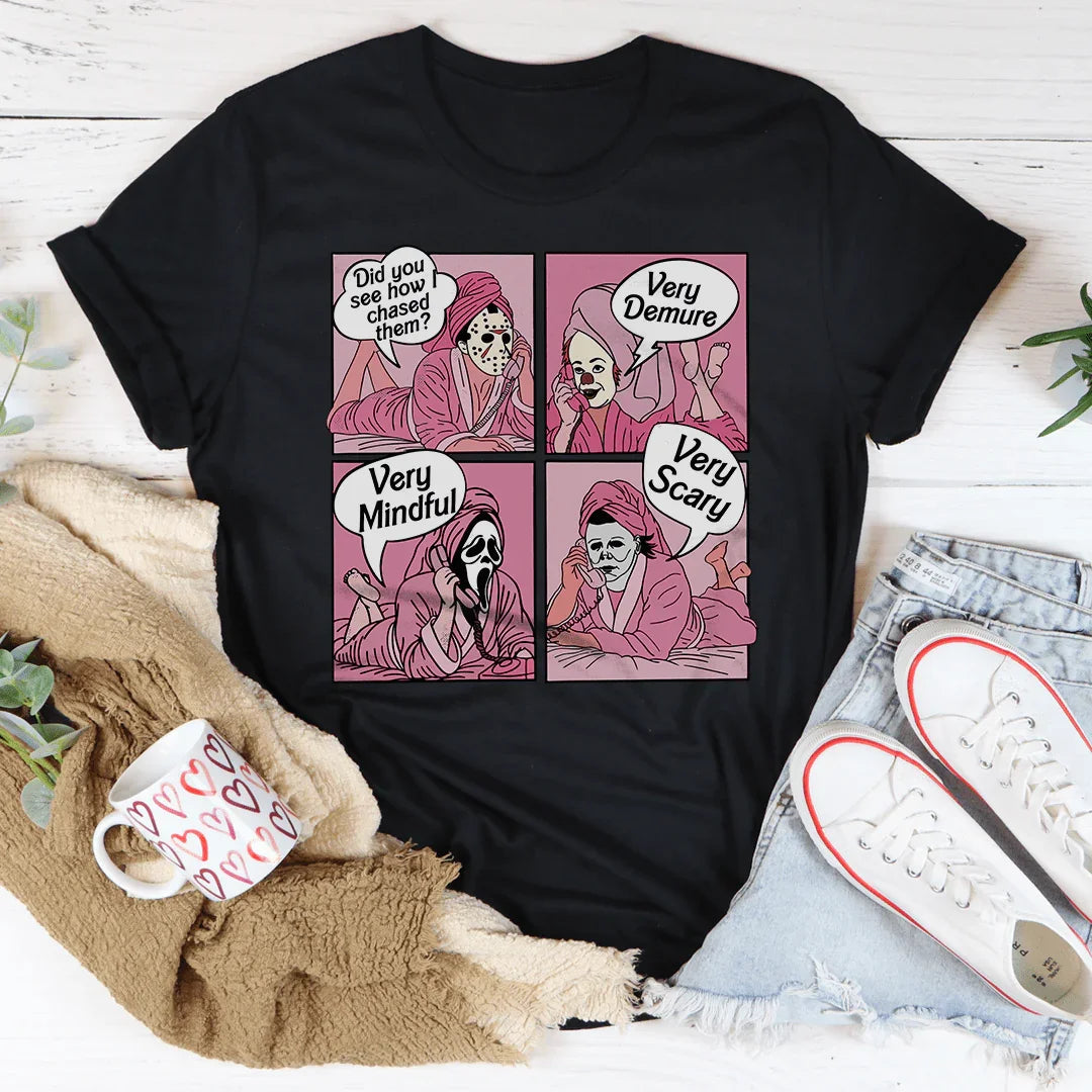 Did You See How I Chased Them Very Demure Very Mindful Very Scary Tee Black Heather / S Printify T-Shirt T-Shirt