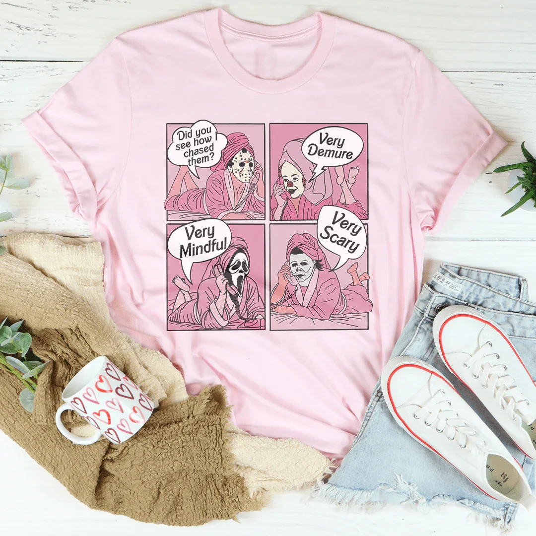 Did You See How I Chased Them Very Demure Very Mindful Very Scary Tee Pink / S Printify T-Shirt T-Shirt
