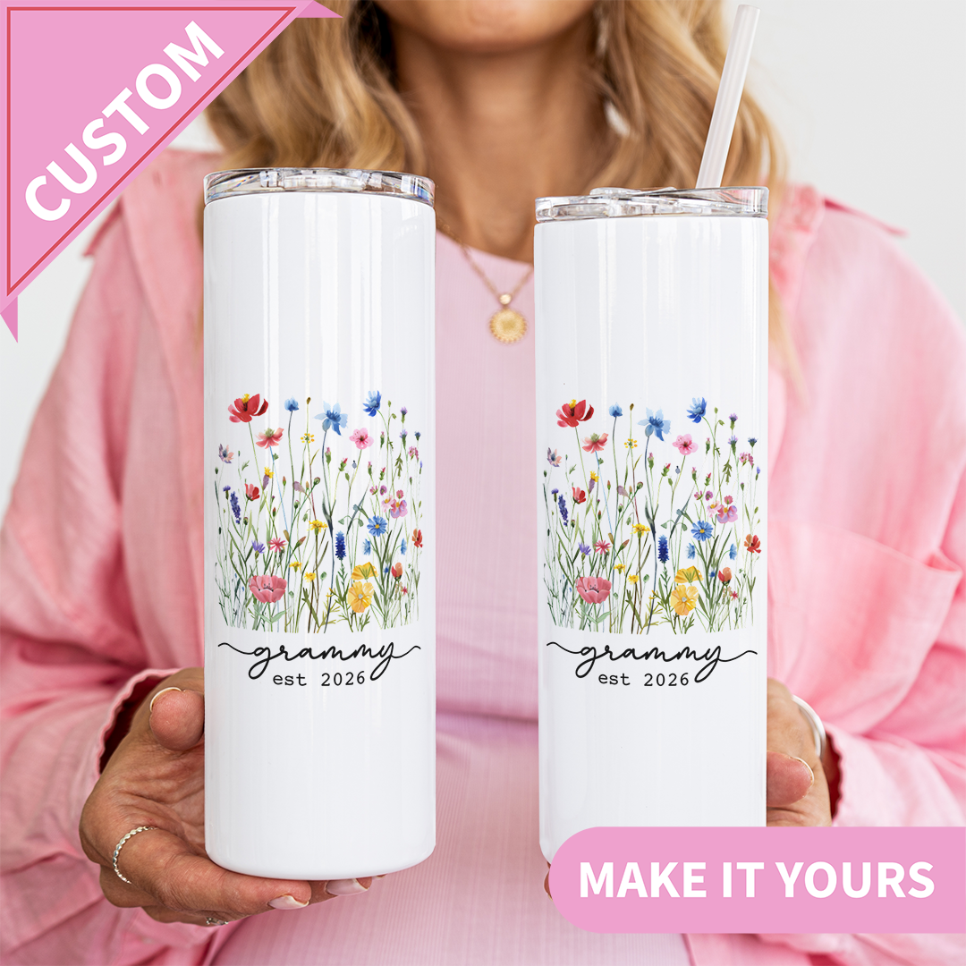 Personalized Floral Grandma Tumbler