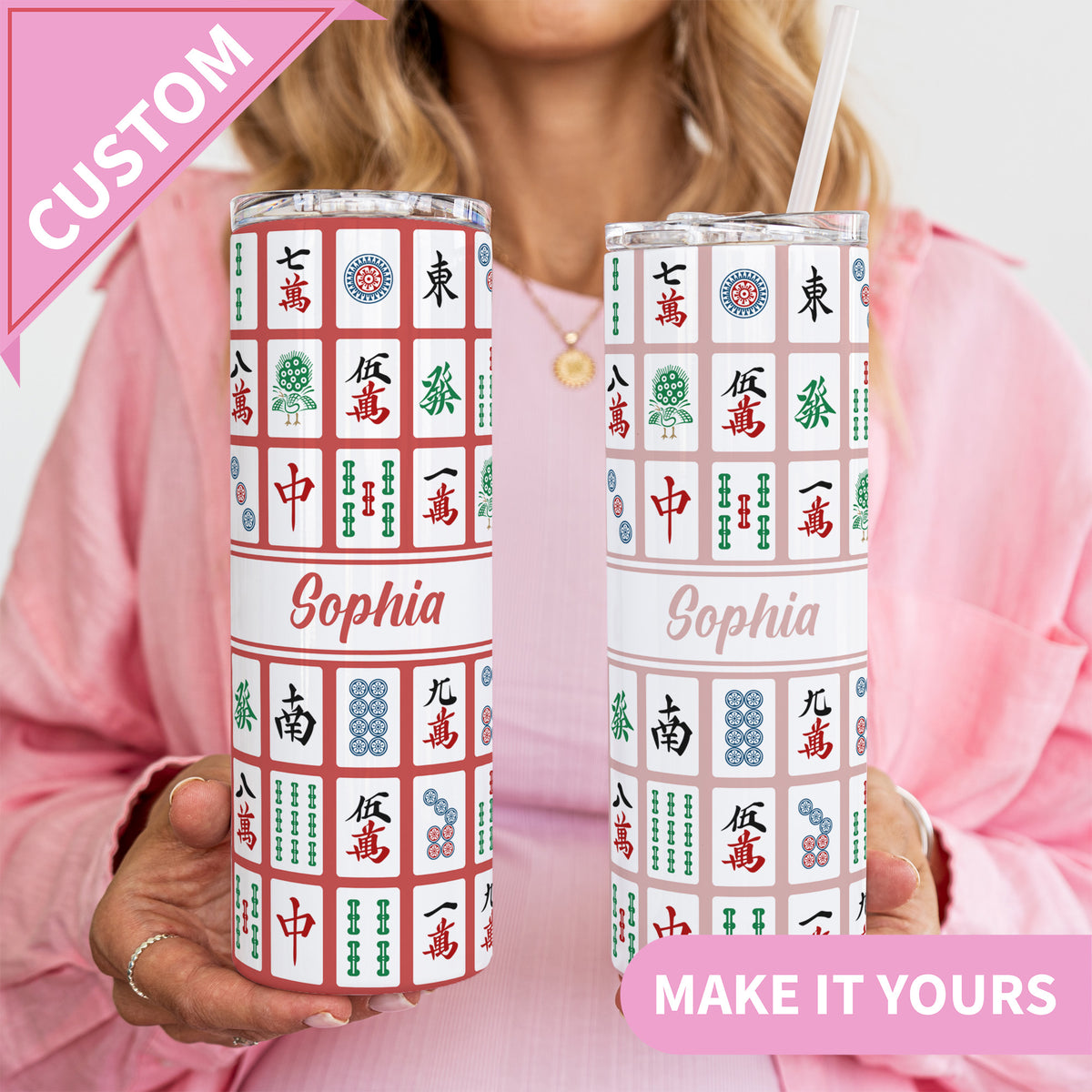 Personalisierter Mahjong-Becher mit Namen