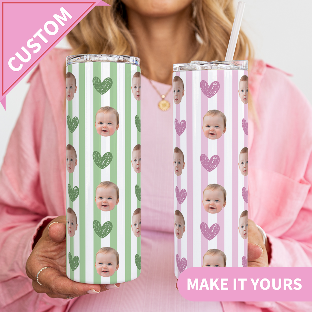 Personalized Striped Baby Face Tumbler