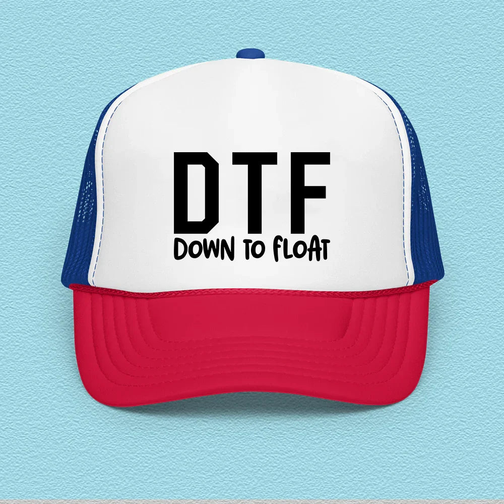 DTF Down To Float Trucker Hat White / Royal / Red Peachy Sunday T-Shirt
