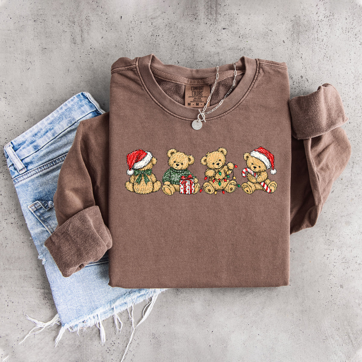 Sudadera de ositos de peluche navideños antiguos