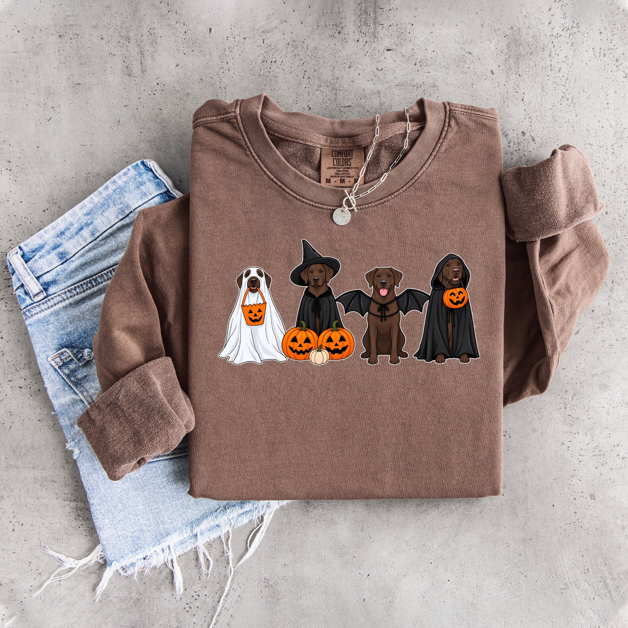 Halloween-Sweatshirt mit braunem Labrador