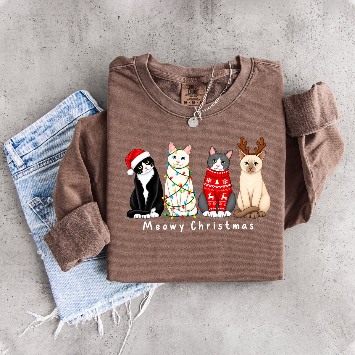 „Meowy Christmas“-Sweatshirt