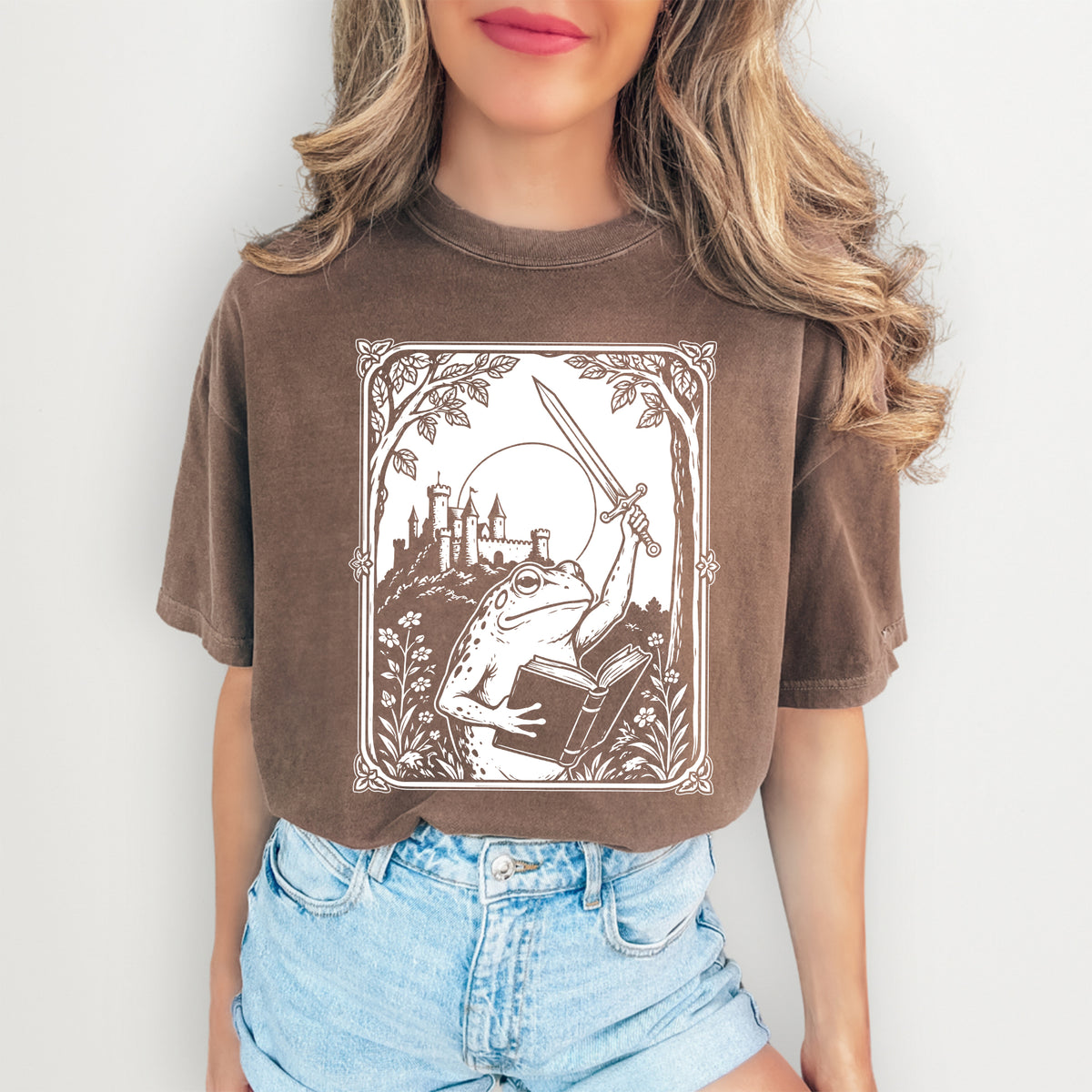 "We Read at Dawn" Fantasy Bookworm Graphic Shirt – Warrior Frog Tee