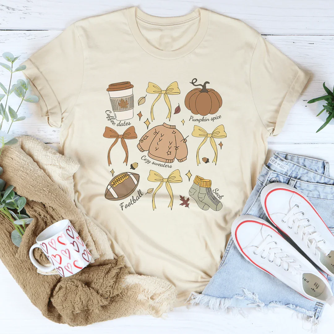 Fall Coquette Tee Soft Cream / S Peachy Sunday T-Shirt